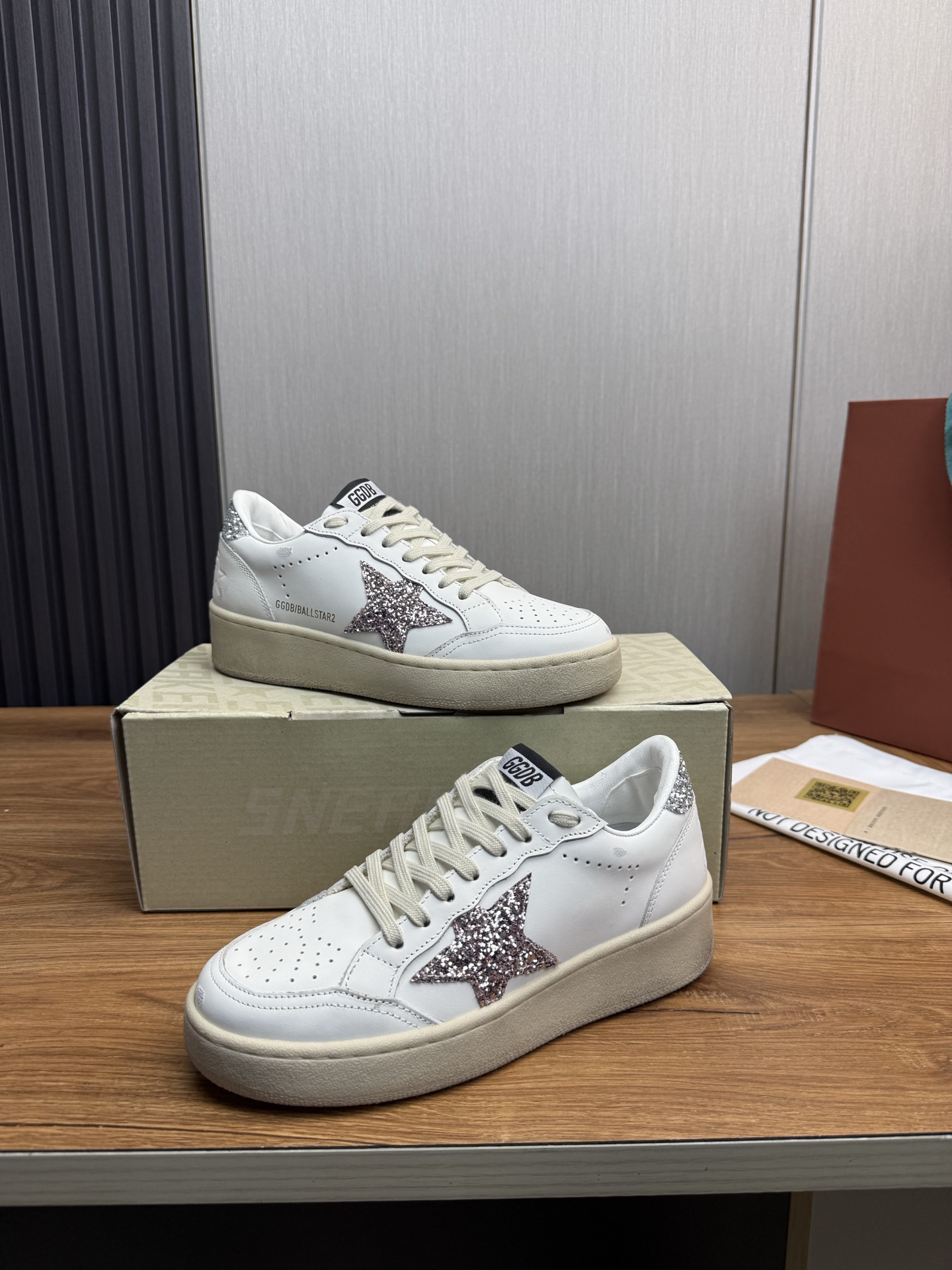 Golden Goose Ball Star Leather Sneaker with Glitter Star Patch 5 i1744141663901 9830 0 8