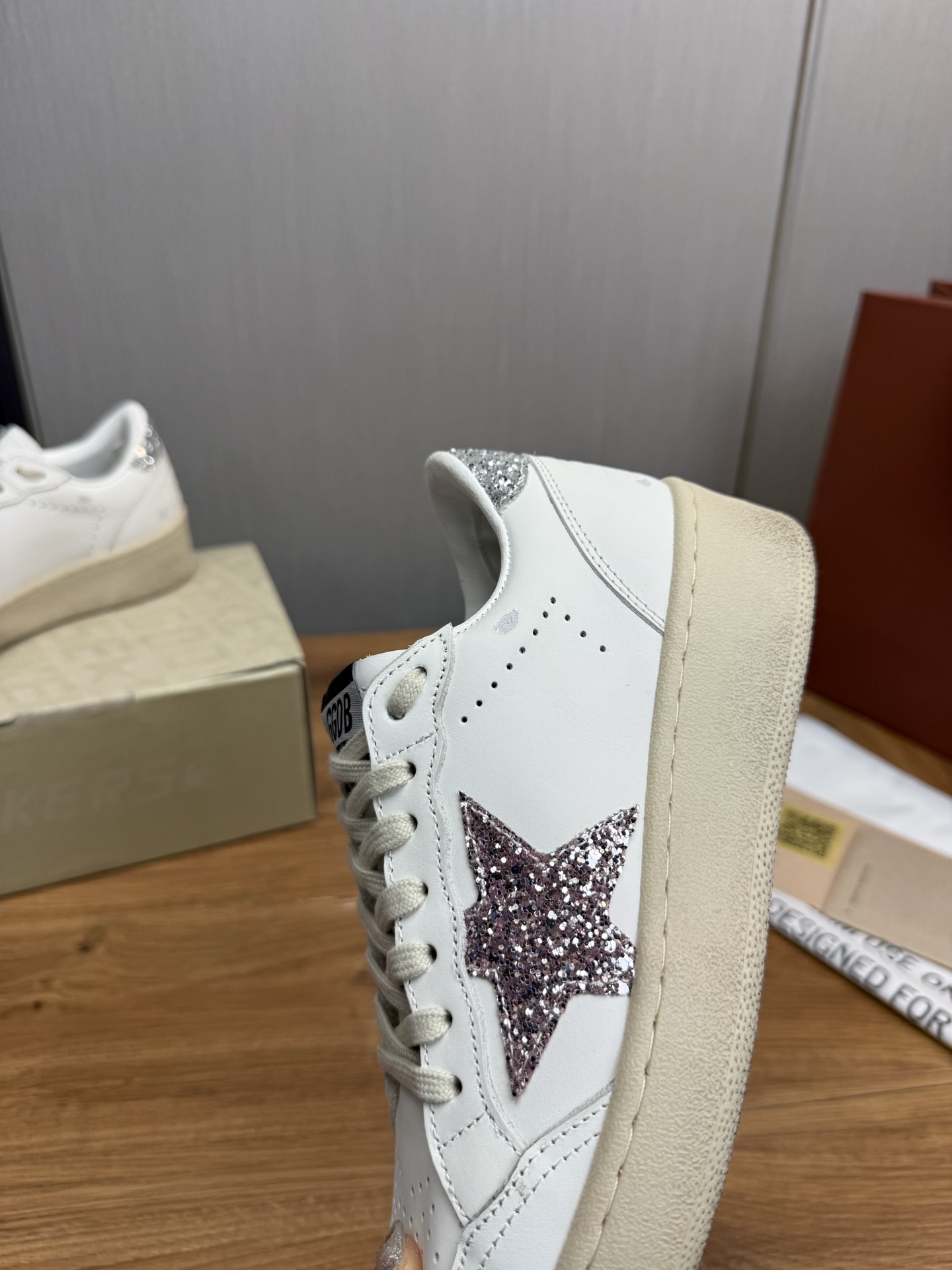 Golden Goose Ball Star Leather Sneaker with Glitter Star Patch 10 i1744141664491 6721 0 9
