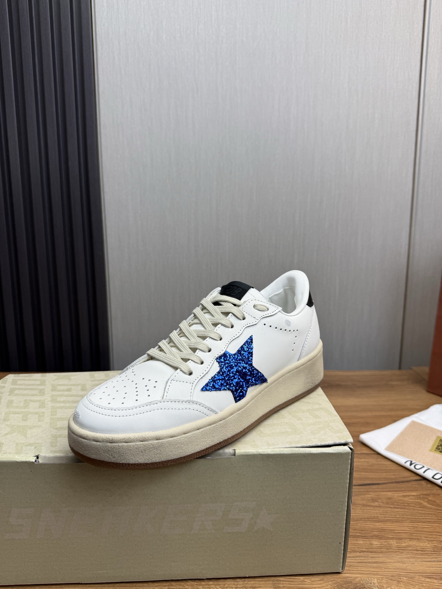 Golden Goose Ball Star Leather Sneakers with Blue Glitter Star 2 i1744141735985 3876 0 0