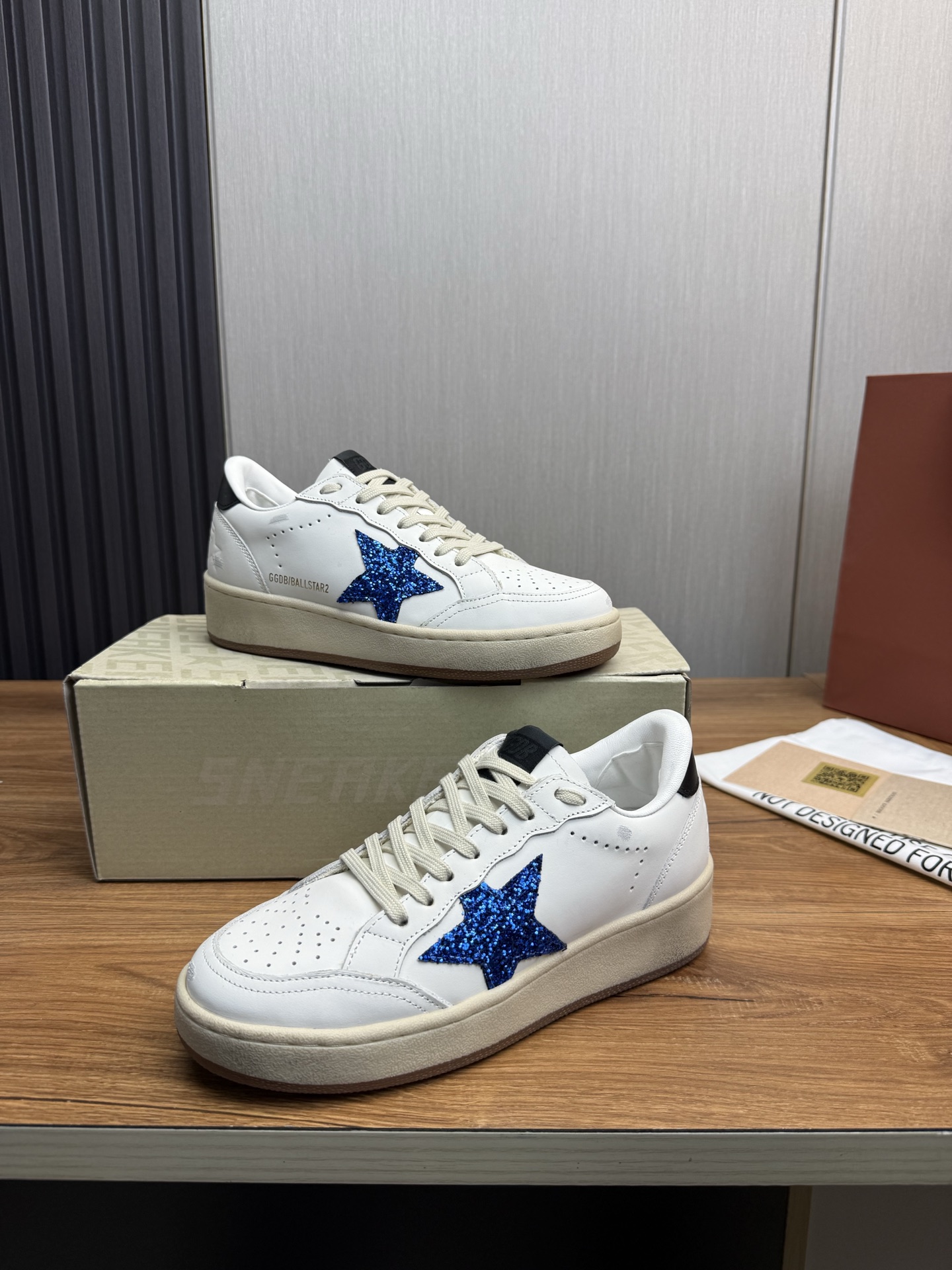 Golden Goose Ball Star Leather Sneakers with Blue Glitter Star 5 i1744141737419 4264 0 8