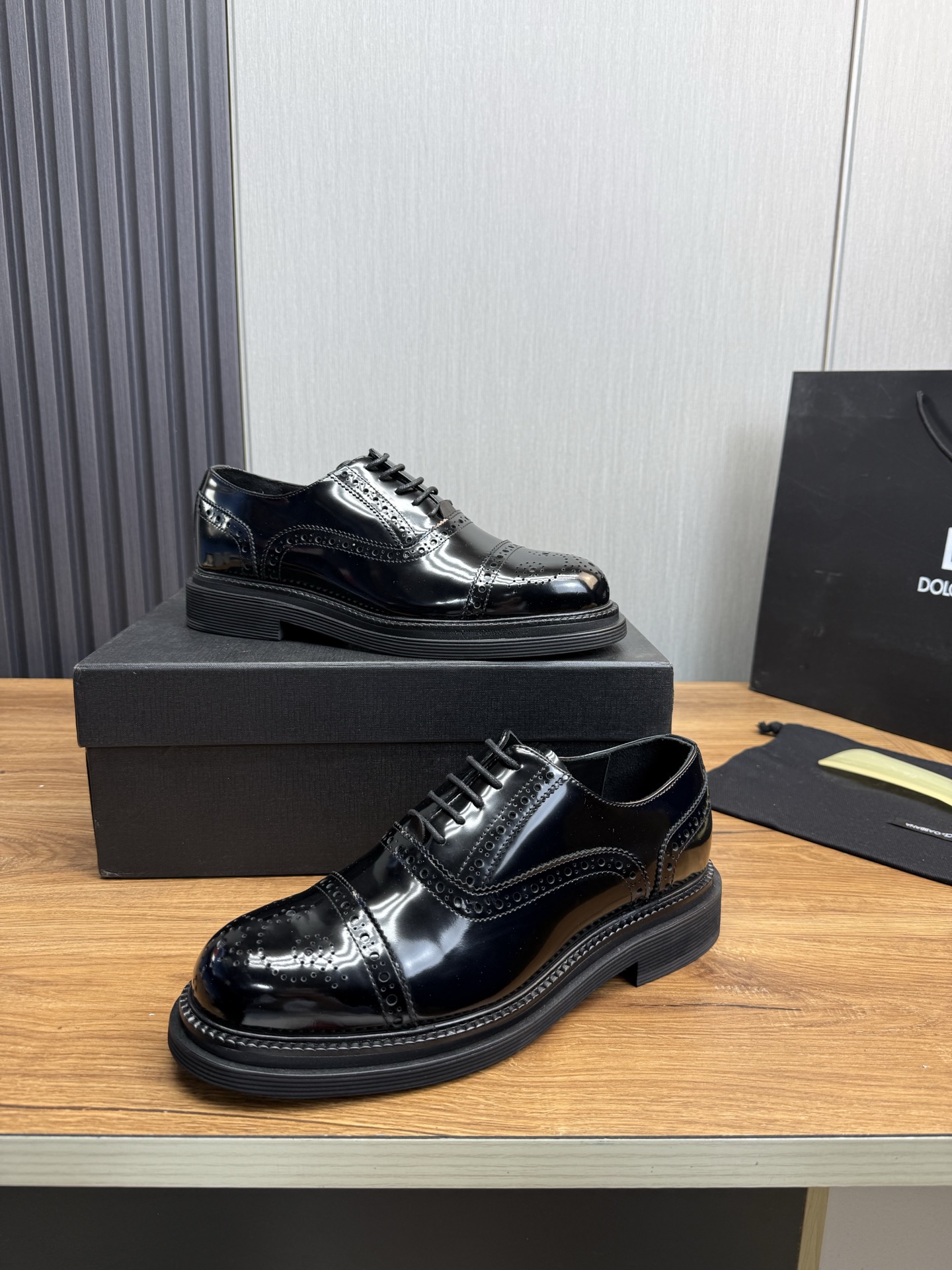 Dolce&Gabbana Men's Black Leather Oxford Dress Shoes, Size 39-44 5 i1744229210886 8619 0 9