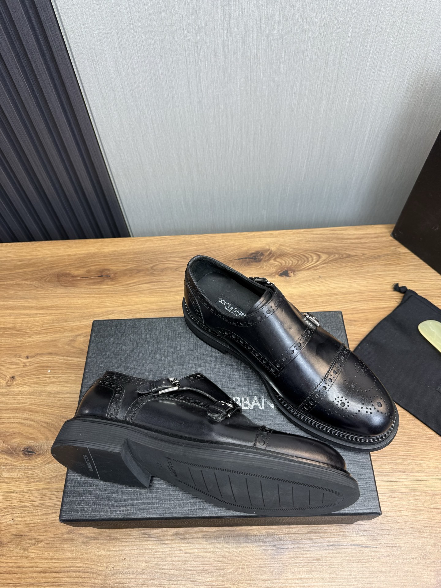 Dolce & Gabbana Men's Black Leather Monk Strap Dress Shoes, Size 39-44 7 i1744229281160 9416 0 5