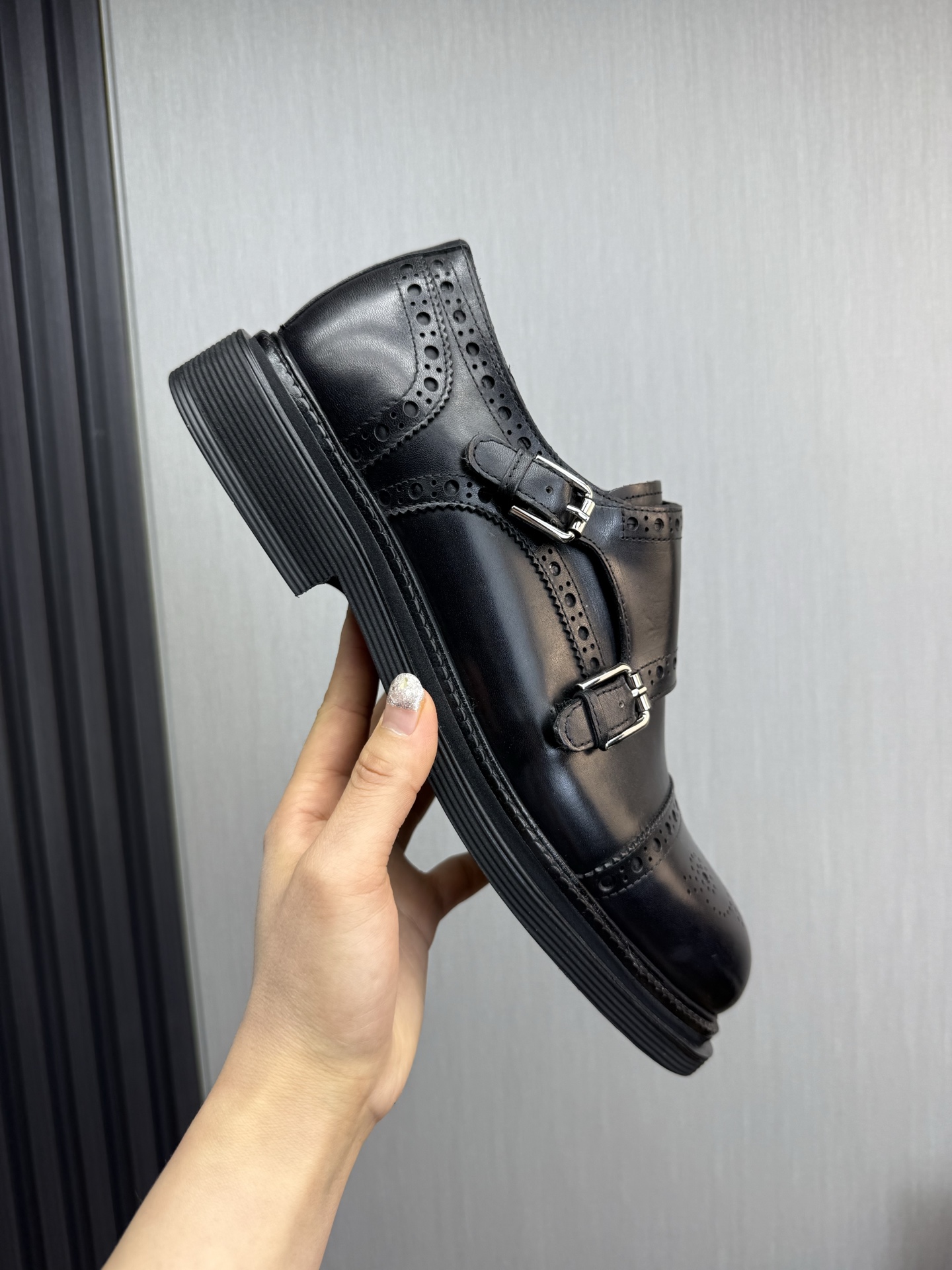 Dolce & Gabbana Men's Black Leather Monk Strap Dress Shoes, Size 39-44 8 i1744229281205 5899 0 2