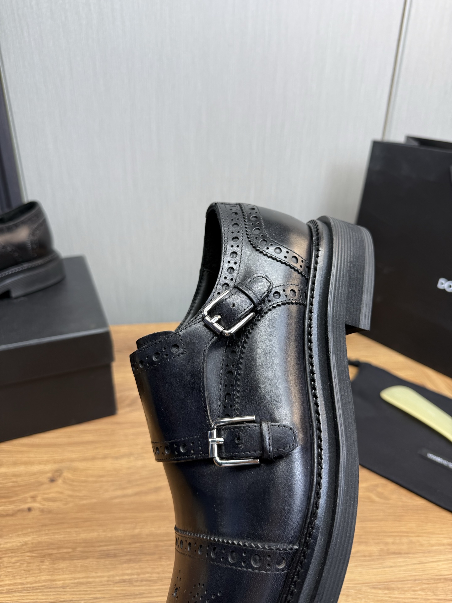 Dolce & Gabbana Men's Black Leather Monk Strap Dress Shoes, Size 39-44 10 i1744229283314 3976 0 9
