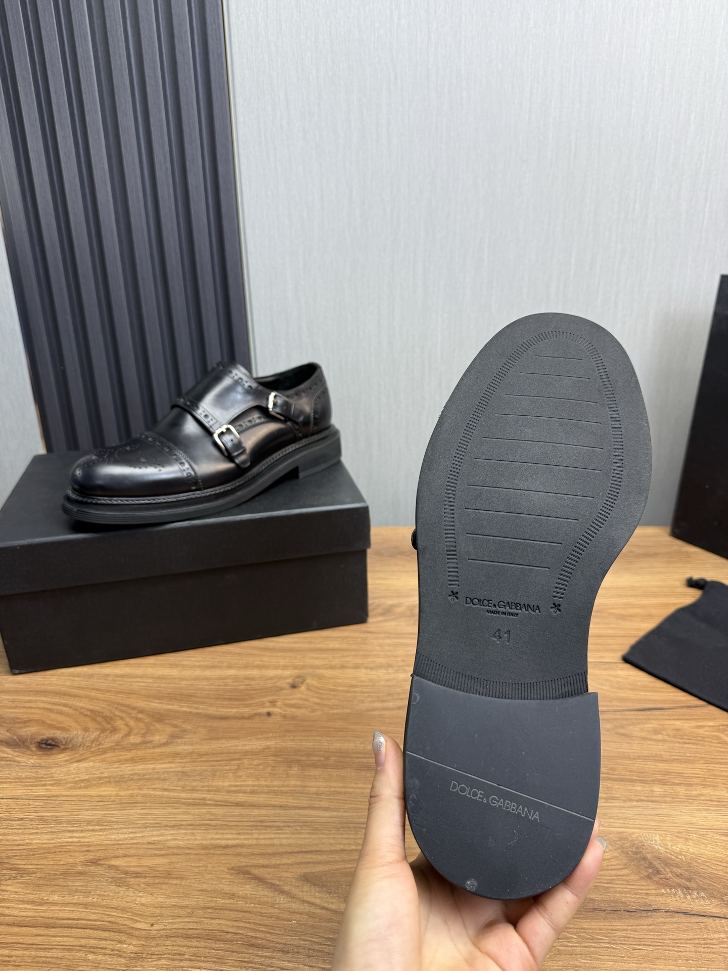 Dolce & Gabbana Men's Black Leather Monk Strap Dress Shoes, Size 39-44 12 i1744229284686 7363 0 11