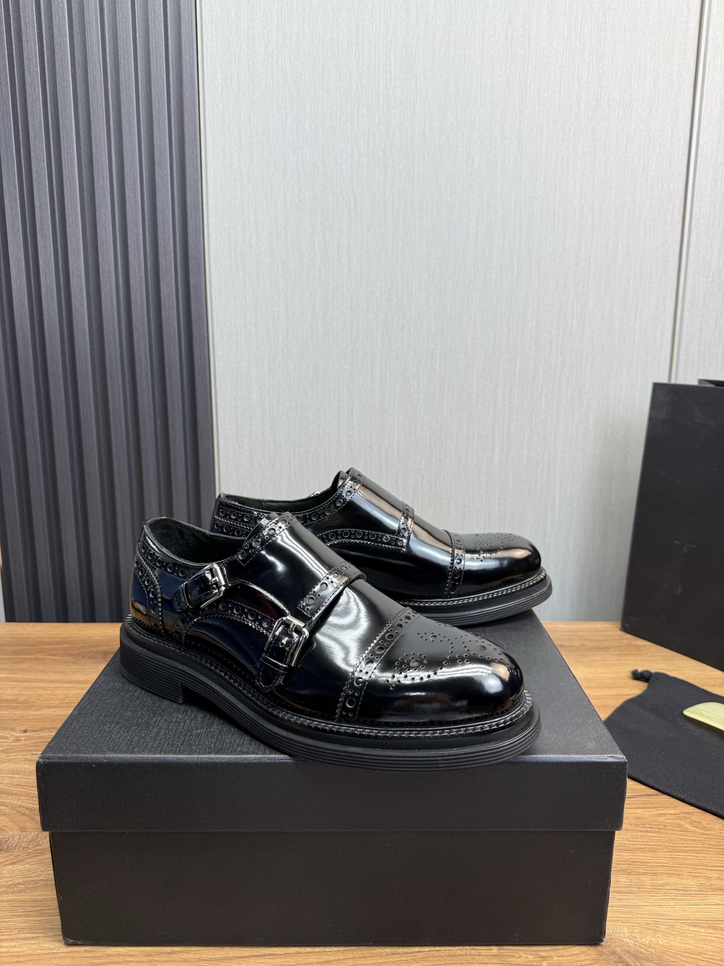 Dolce & Gabbana Men's Black Leather Monk Strap Dress Shoes Size 39-44 4 i1744229337319 609 0 6