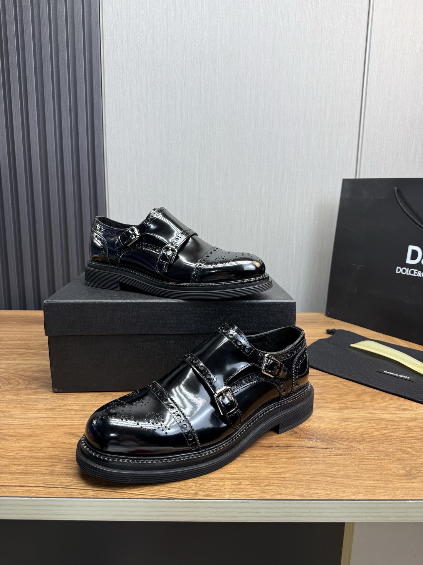 Dolce & Gabbana Men's Black Leather Monk Strap Dress Shoes Size 39-44 5 i1744229338005 3521 0 8