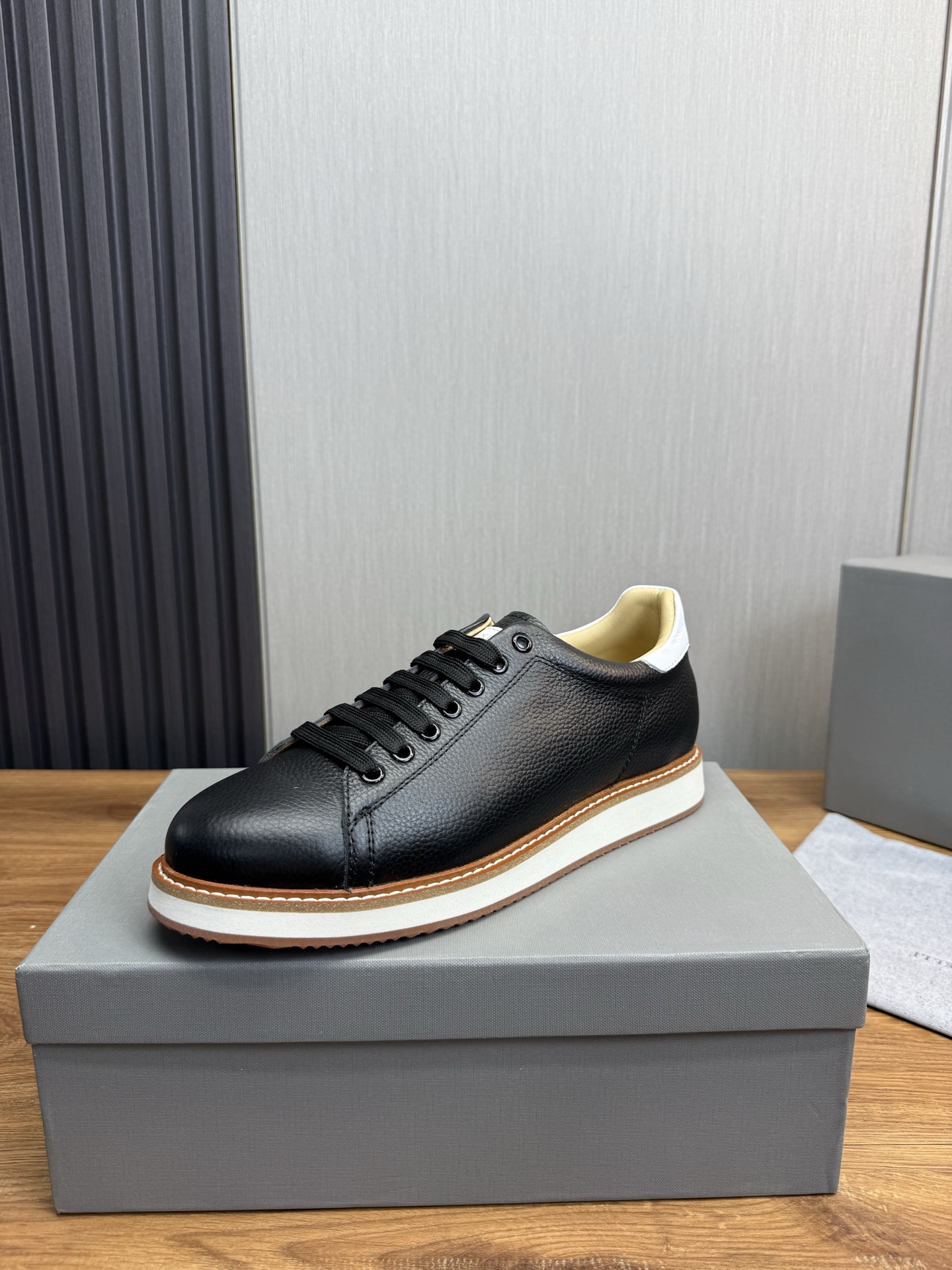 Brunello Cucinelli Men's Leather Sneakers - Black, Sizes 39-44 2 i1744486111838 4937 0 11