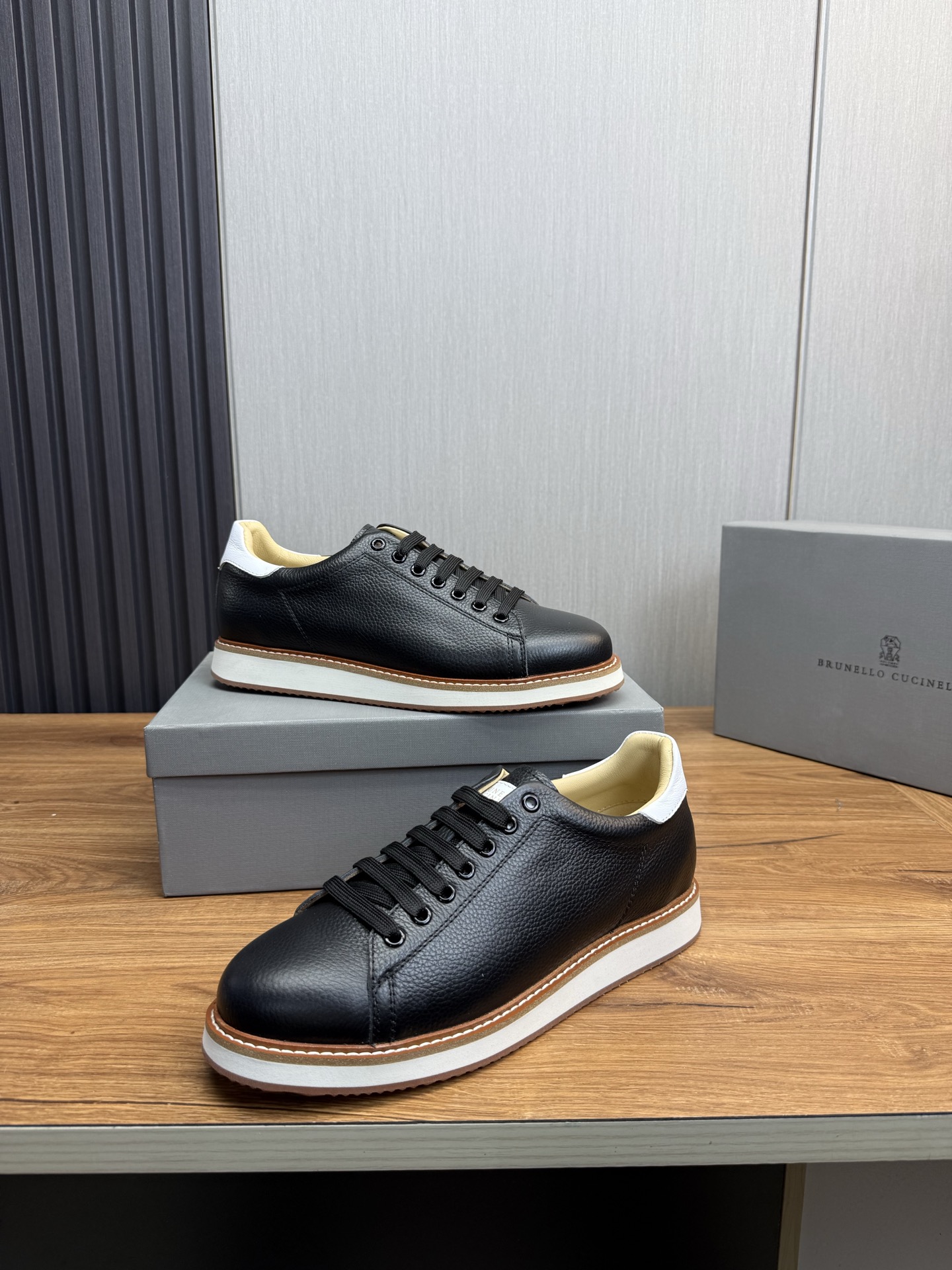 Brunello Cucinelli Men's Leather Sneakers - Black, Sizes 39-44 5 i1744486111838 6031 0 7