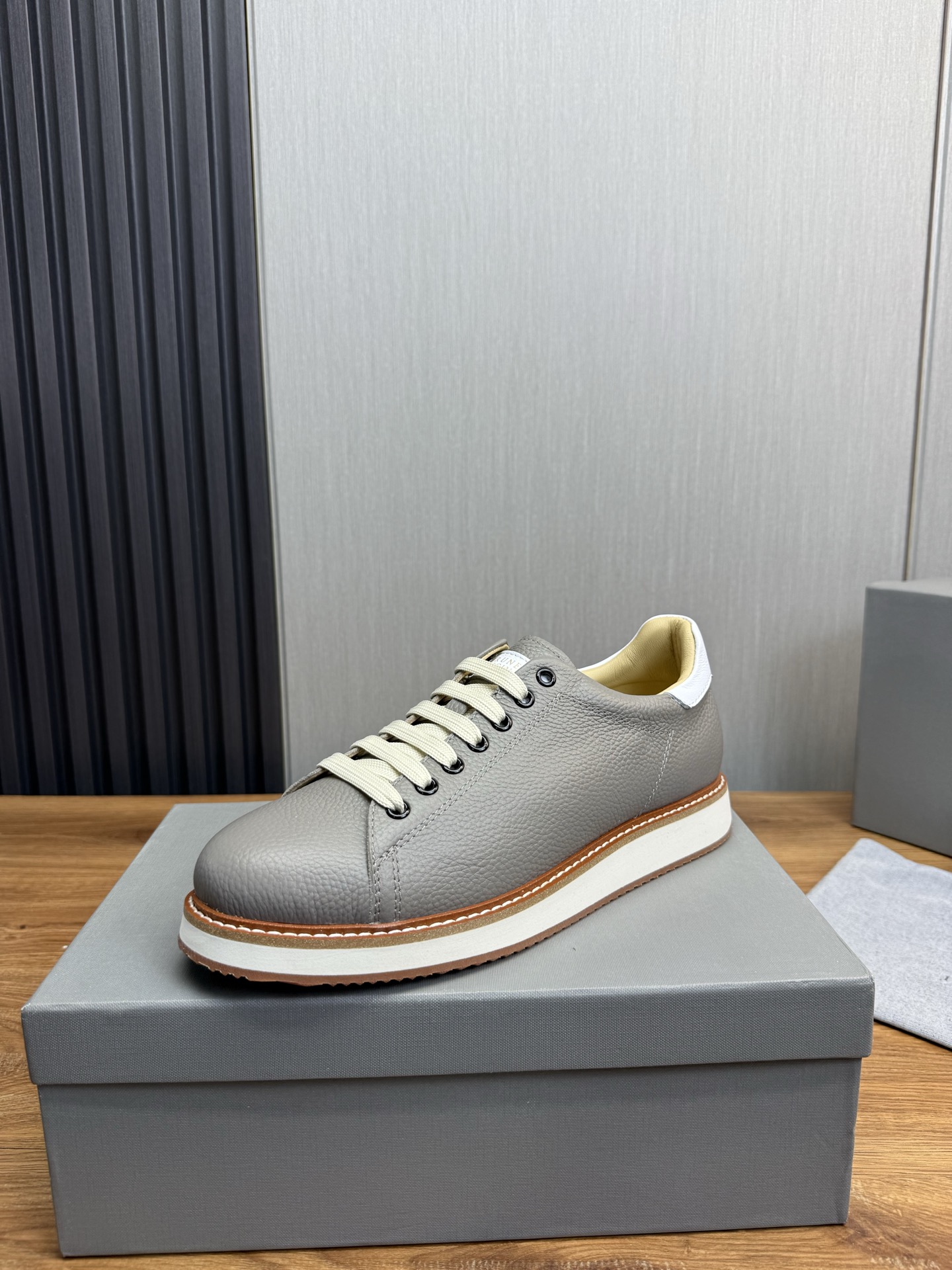 Brunello Cucinelli Men's Leather Lace-Up Sneakers, Breathable & Comfortable 1 Brunello Cucinelli Men's Leather Lace-Up Sneakers, Breathable & Comfortable