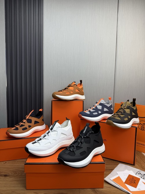 Hermès Men's Breathable Leather Sneakers - Stylish & Comfortable