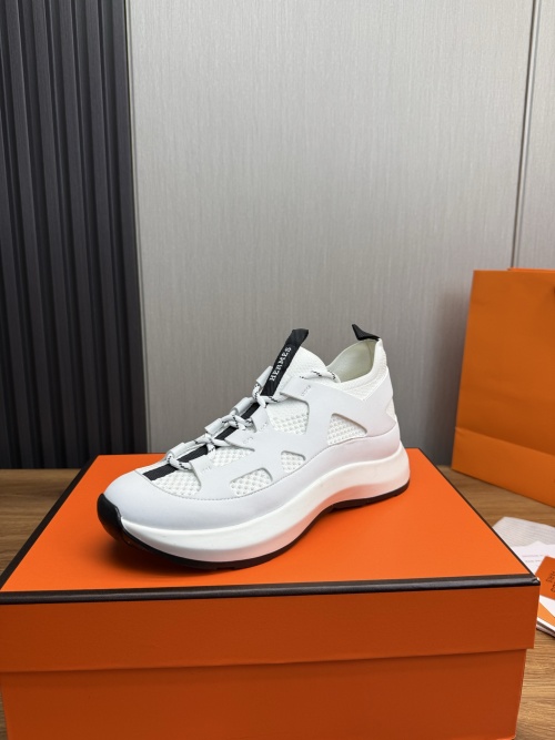 Hermès Men's White Leather & Mesh Lace-Up Sneakers - Sizes 38-44 1 Hermès Men's White Leather & Mesh Lace-Up Sneakers - Sizes 38-44