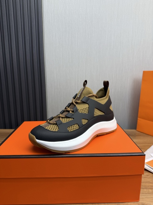 Hermes Men's Defile Sneakers in Khaki & Black Leather, Size 38-44 1 Hermes Men's Defile Sneakers in Khaki & Black Leather, Size 38-44