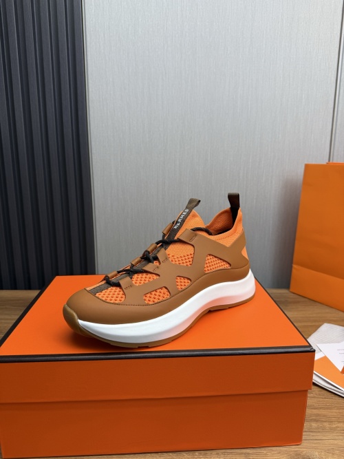 Hermes Men's Orange Leather & Mesh Lace-Up Sneakers, Size 38-44 1 Hermes Men's Orange Leather & Mesh Lace-Up Sneakers, Size 38-44
