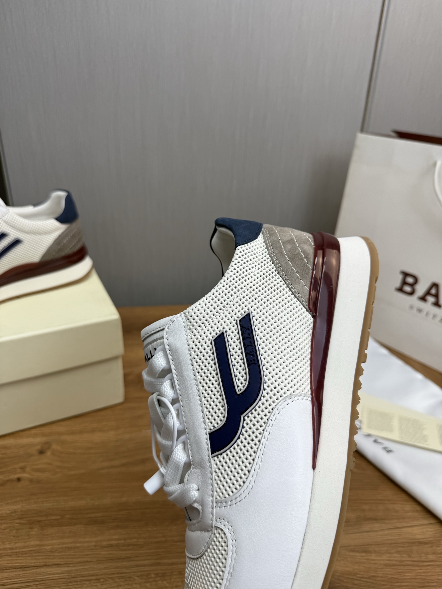 Bally Men's White Leather & Mesh Lace-Up Sneakers, Lightweight & Comfortable 9 i1744744387504 3350 0 8