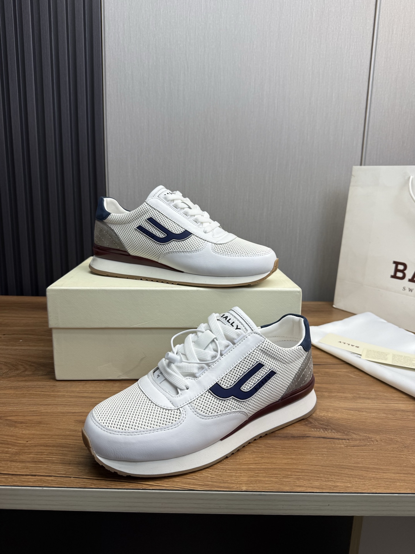 Bally Men's White Leather & Mesh Lace-Up Sneakers, Lightweight & Comfortable 5 i1744744387544 7596 0 7