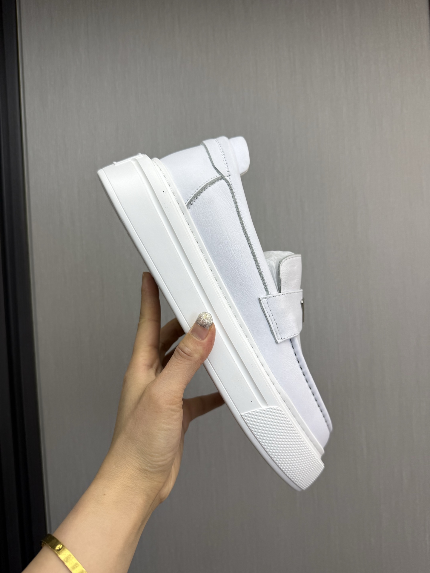 Prada Men's White Leather Loafers Comfortable Business Casual Shoes 8 i1744830673309 4150 0 1