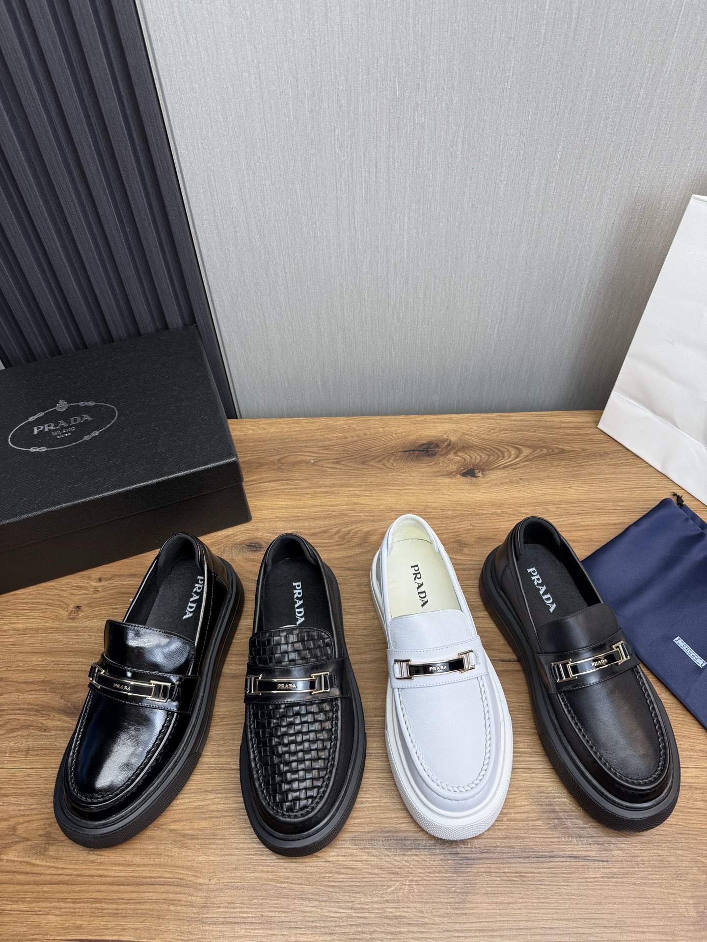 Prada Men's Leather Loafers - Business Casual, Comfortable, Durable 1 Prada Men's Leather Loafers - Business Casual, Comfortable, Durable