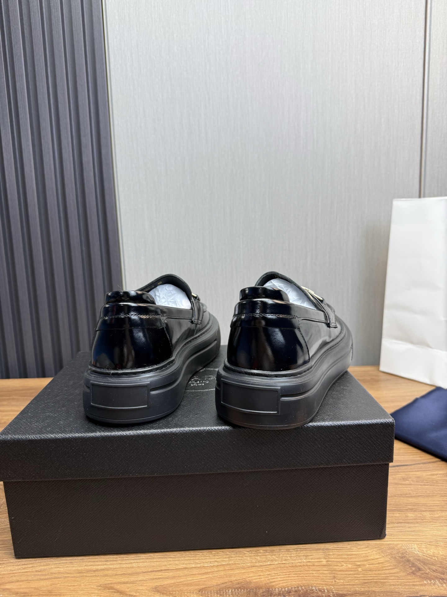Prada Men's Black Leather Loafers with Platform Sole, Sizes 38-44 6 i1744830967869 8279 0 7