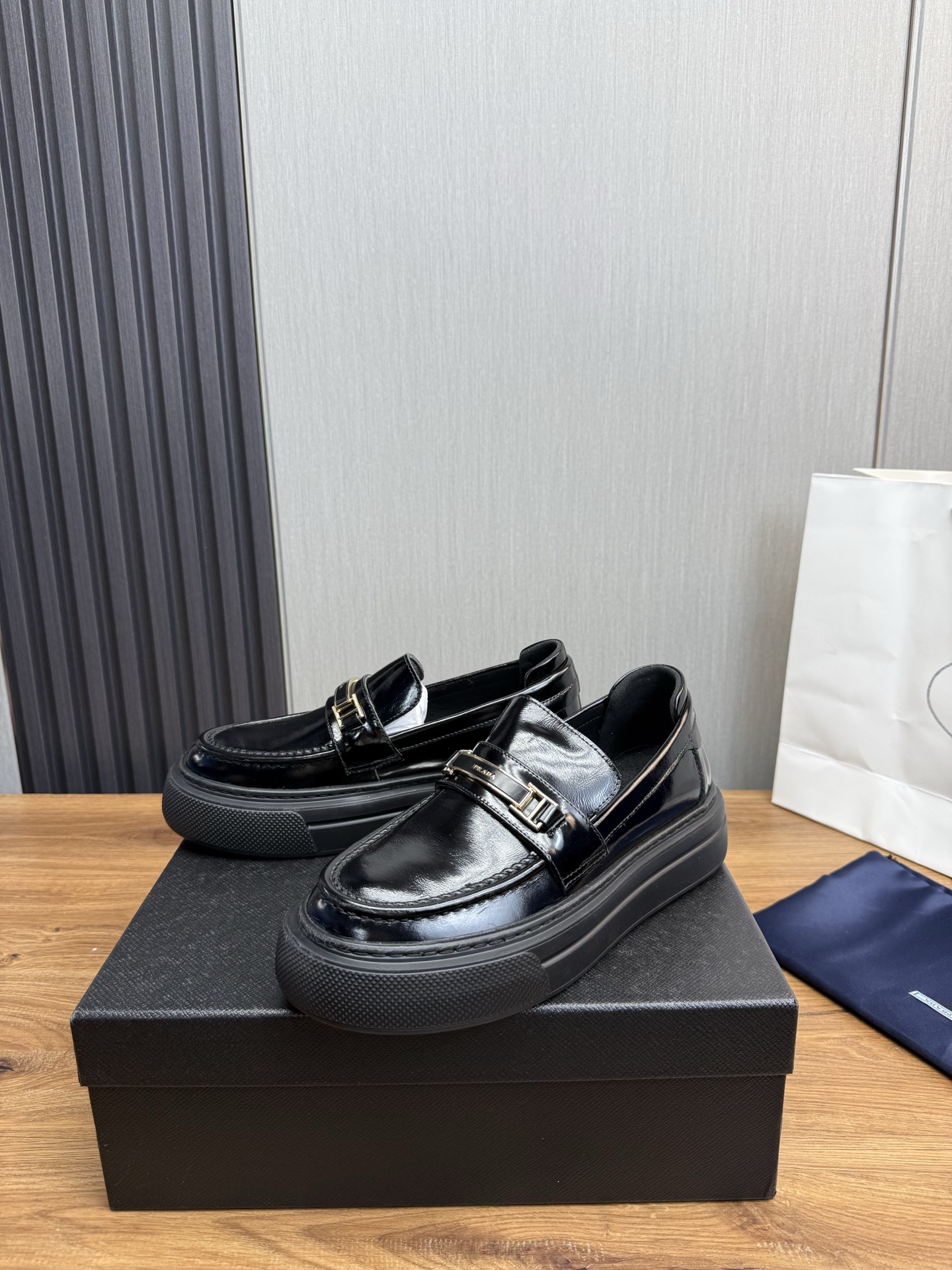 Prada Men's Black Leather Loafers with Platform Sole, Sizes 38-44 7 i1744830967933 2501 0 4
