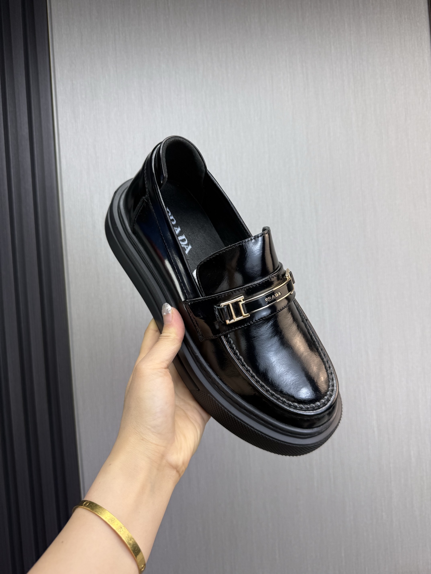 Prada Men's Black Leather Loafers with Platform Sole, Sizes 38-44 9 i1744830967973 5575 0 2