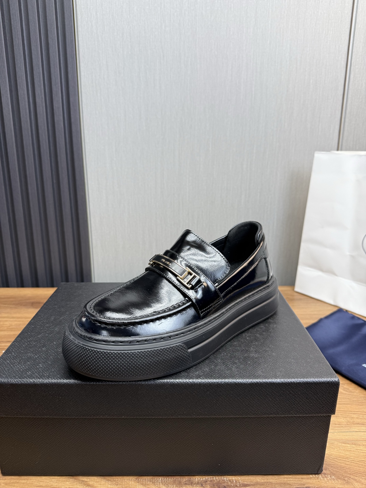Prada Men's Black Leather Loafers with Platform Sole, Sizes 38-44 2 i1744830968968 9661 0 0