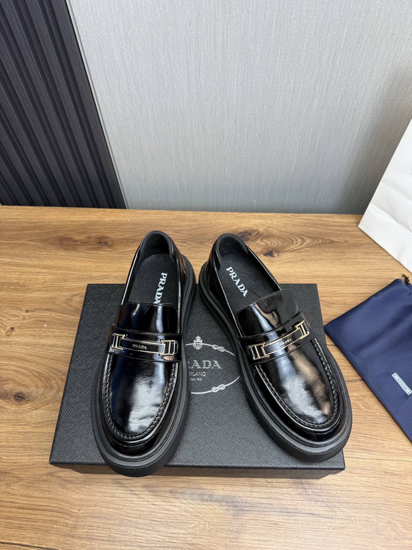 Prada Men's Black Leather Loafers with Platform Sole, Sizes 38-44 3 i1744830969088 6818 0 3