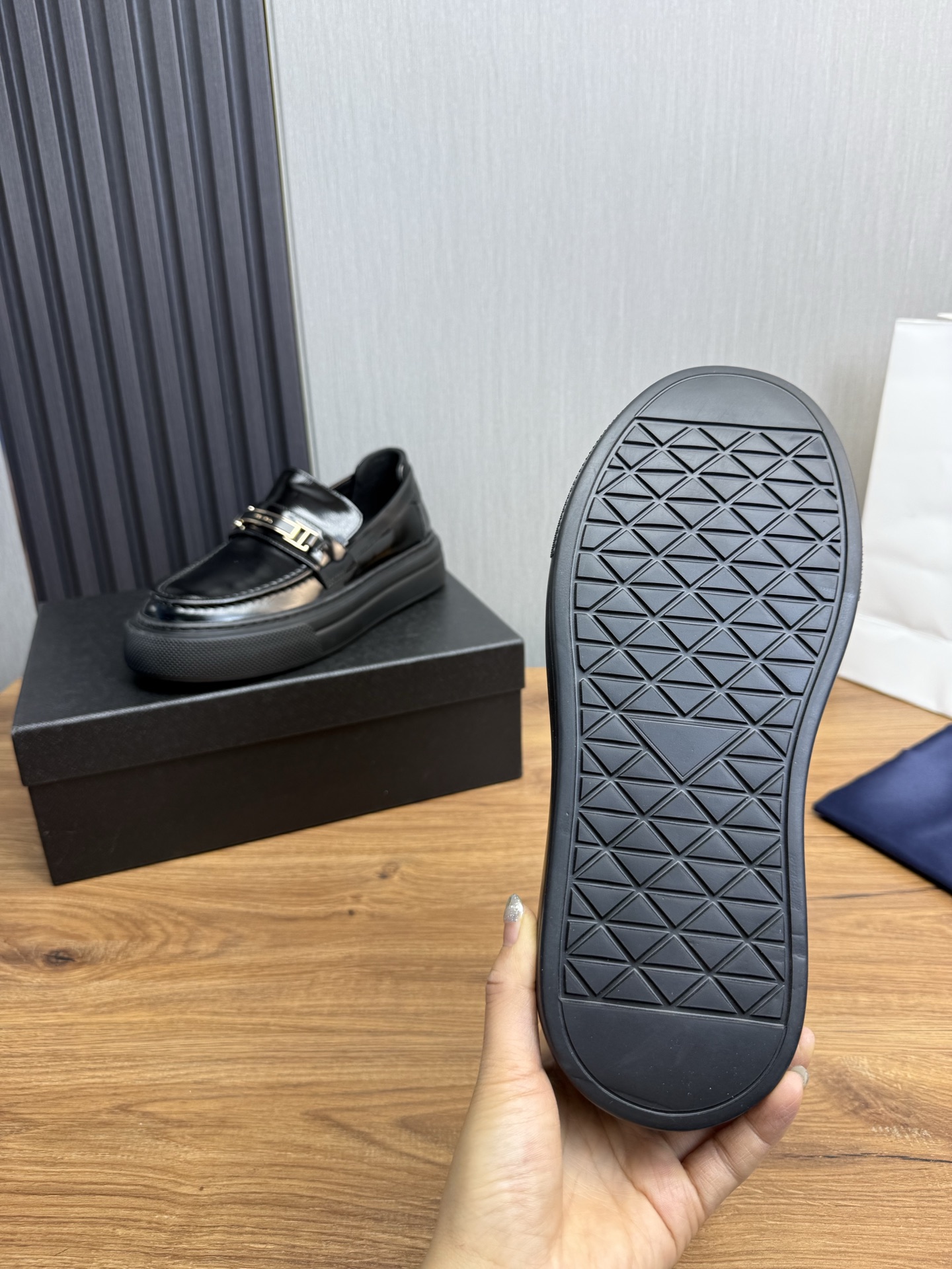 Prada Men's Black Leather Loafers with Platform Sole, Sizes 38-44 11 i1744830969942 4658 0 10