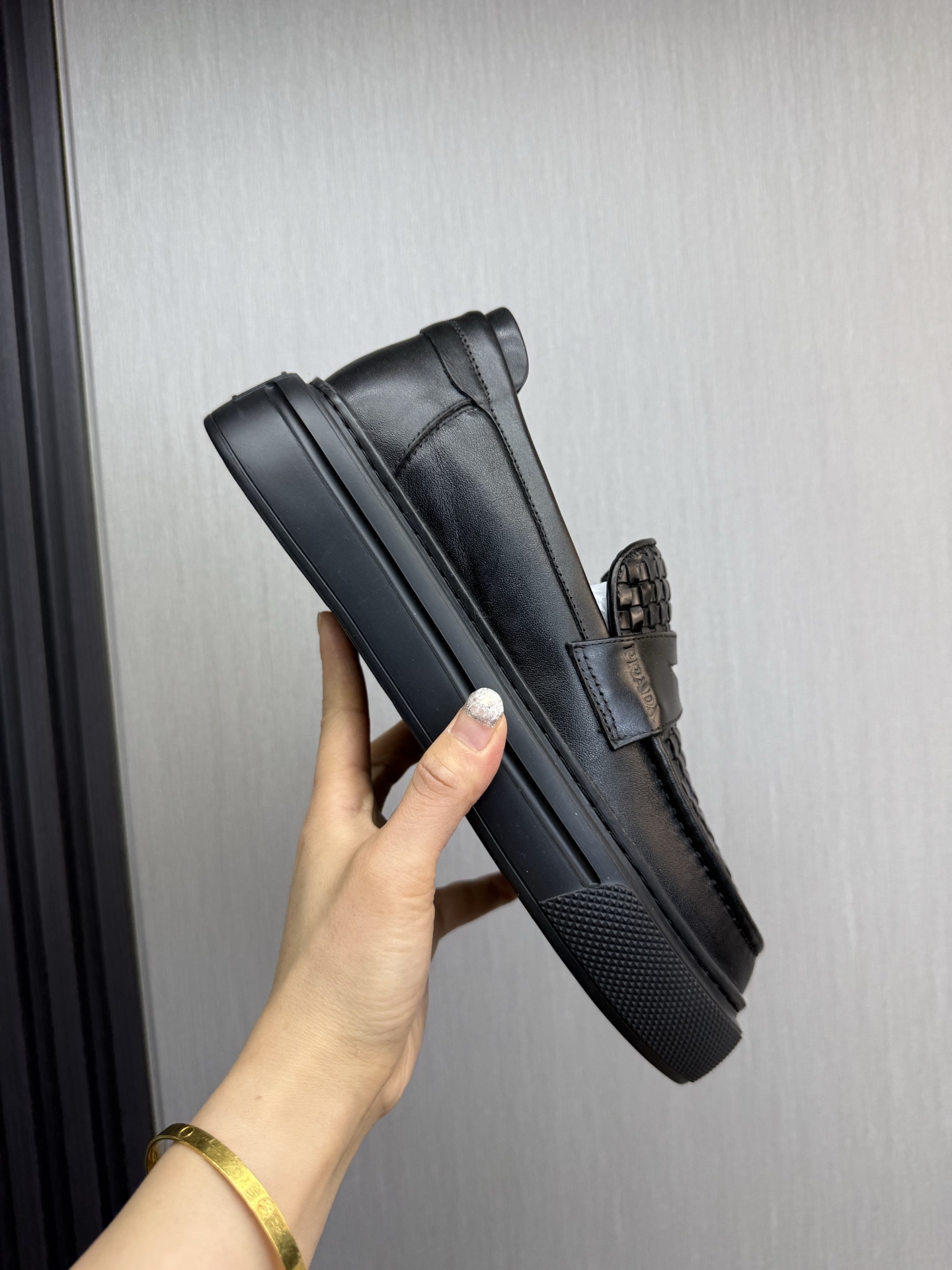 Prada Men's Black Leather Loafers Business Casual Slip-on Dress Shoes 8 i1744831077317 4322 0 1
