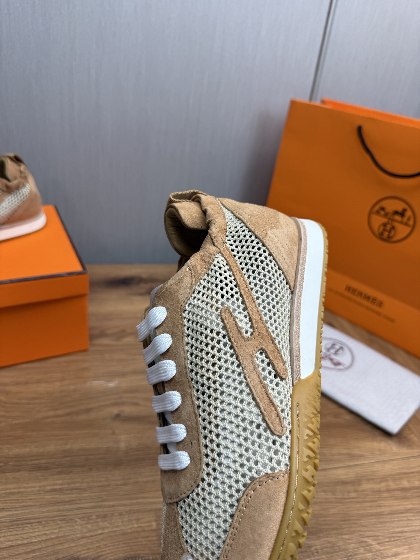 Hermes Men's Sneakers in Beige Leather and Mesh - Sizes 38-44 Available 10 i1745092079130 455 0 9