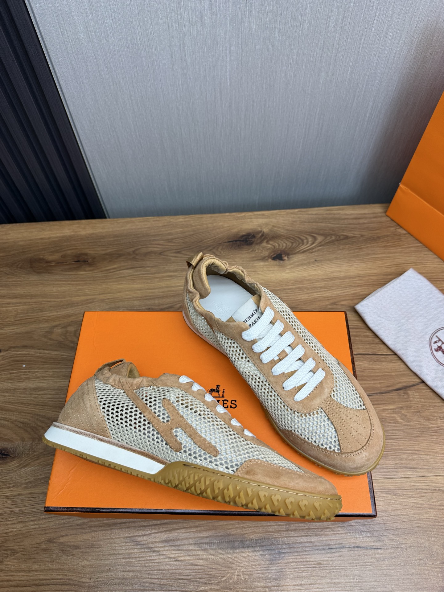 Hermes Men's Sneakers in Beige Leather and Mesh - Sizes 38-44 Available 7 i1745092080522 2502 0 5