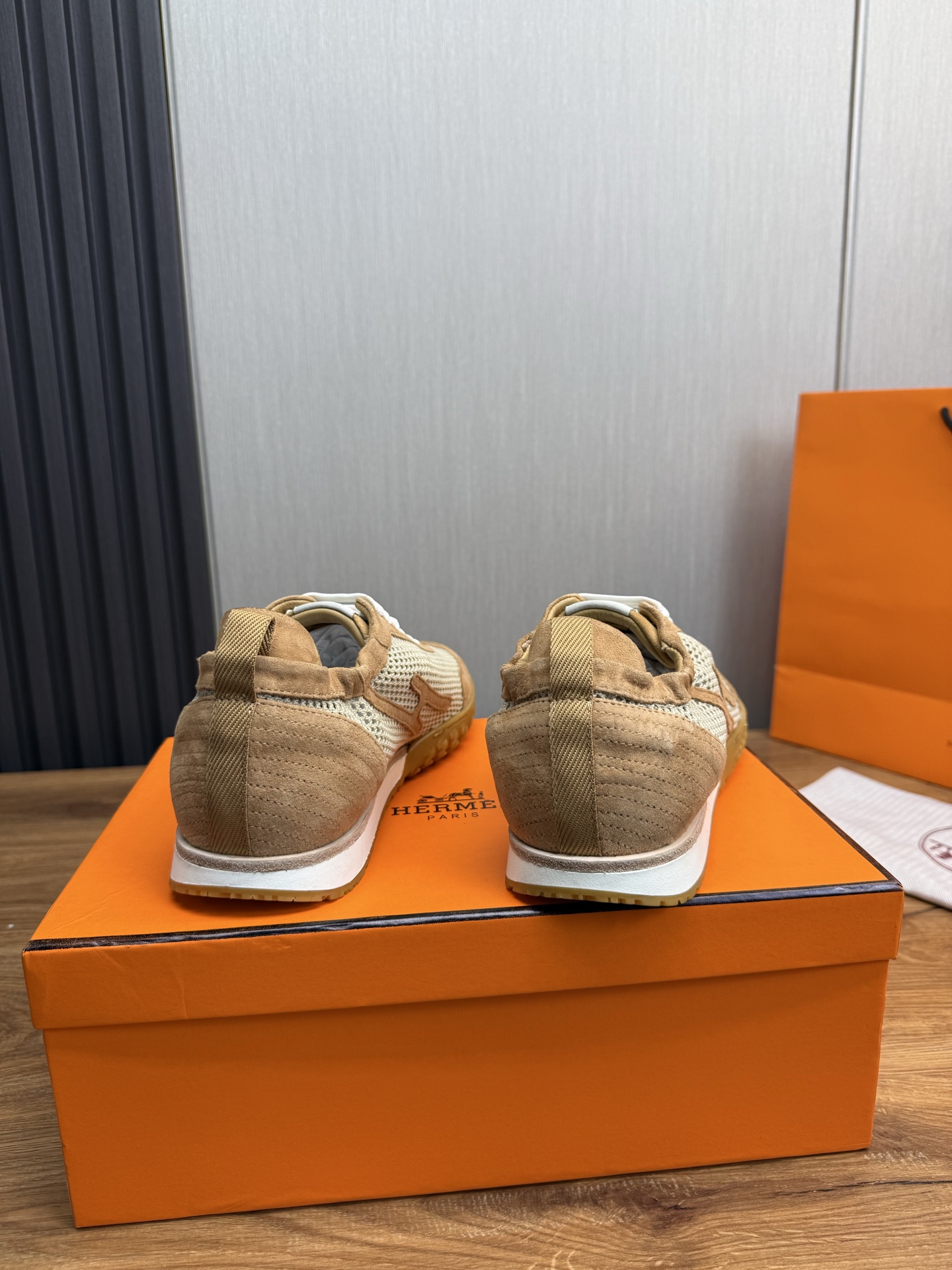 Hermes Men's Sneakers in Beige Leather and Mesh - Sizes 38-44 Available 6 i1745092080554 6089 0 7