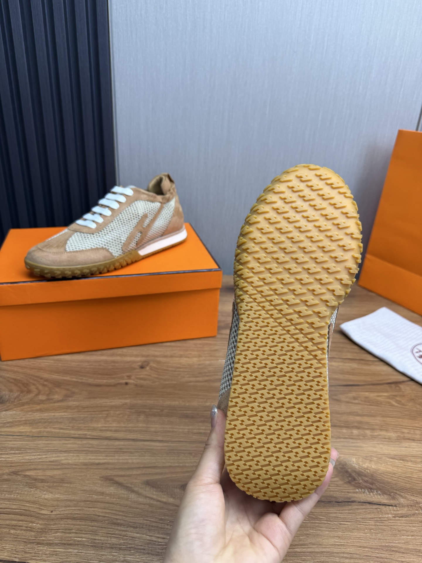 Hermes Men's Sneakers in Beige Leather and Mesh - Sizes 38-44 Available 11 i1745092080591 8753 0 10