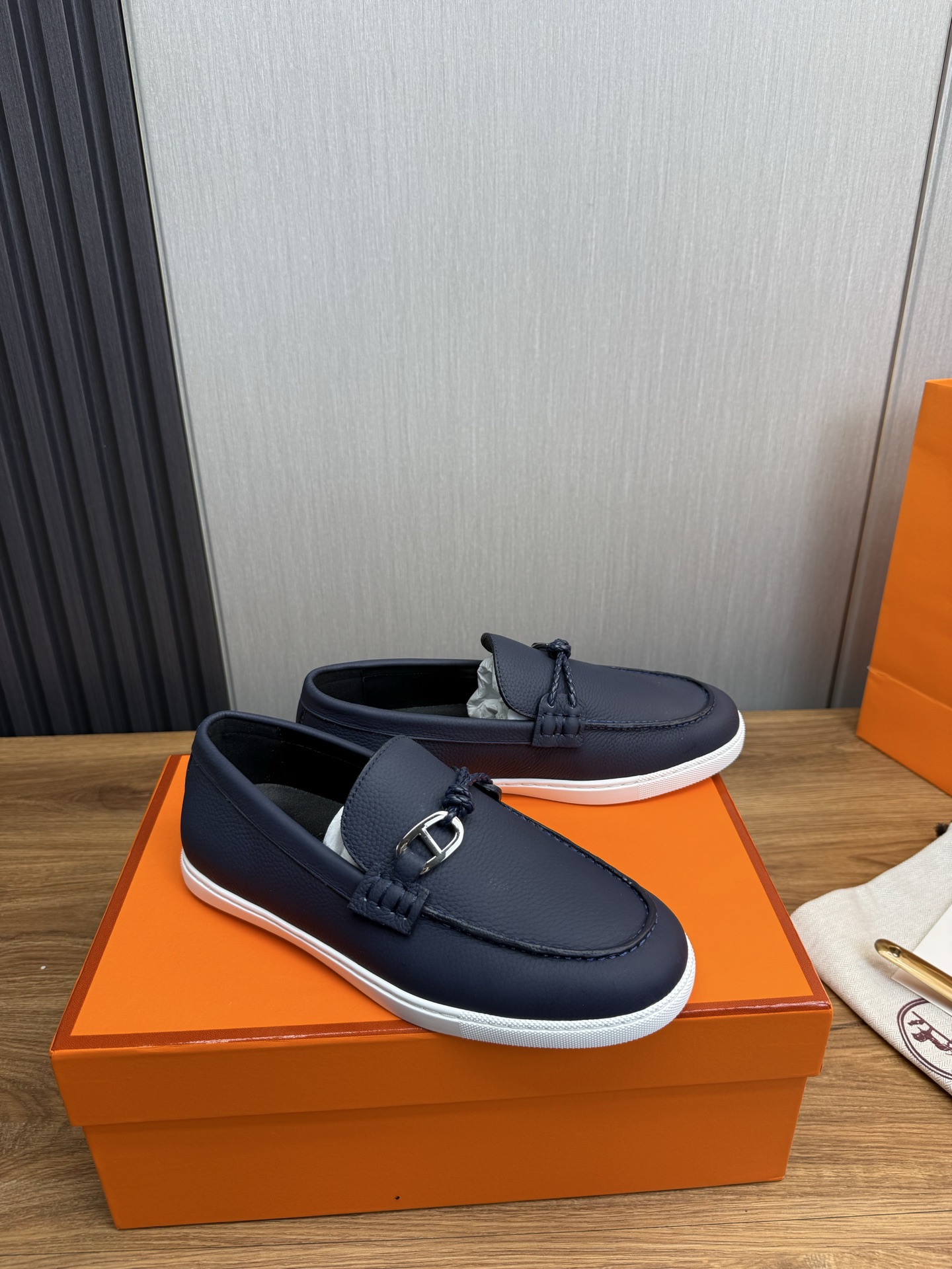 HERMES Men's Classic Loafers Suede Leather Slip-On Casual Shoes Size 38-44 3 i1746386086501 7107 0 5