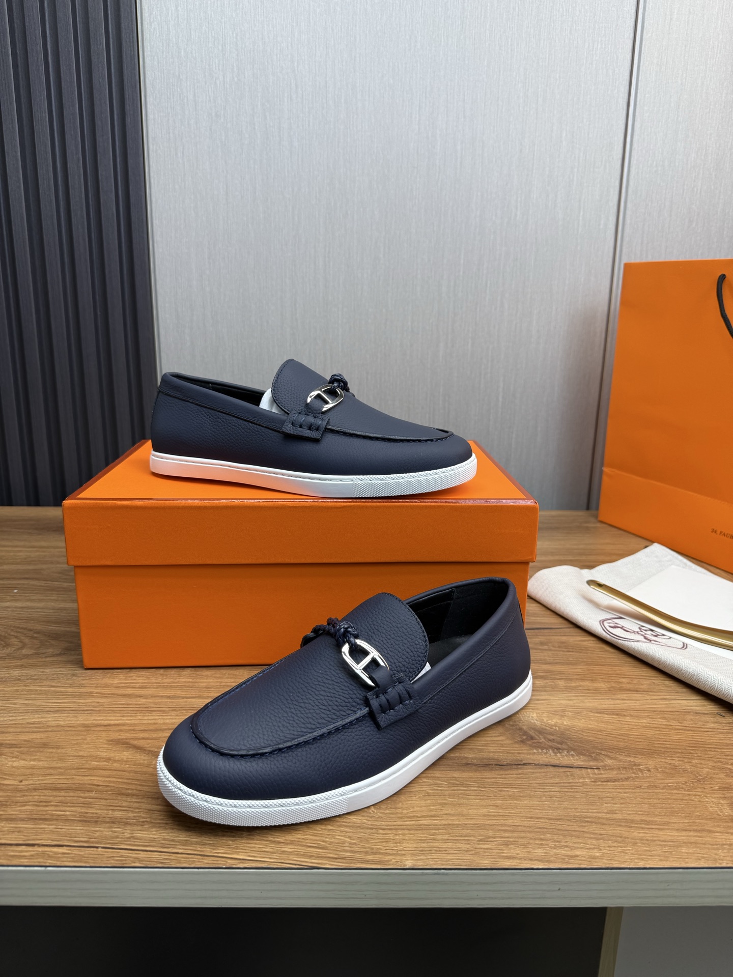HERMES Men's Classic Loafers Suede Leather Slip-On Casual Shoes Size 38-44 5 i1746386087987 6434 0 7