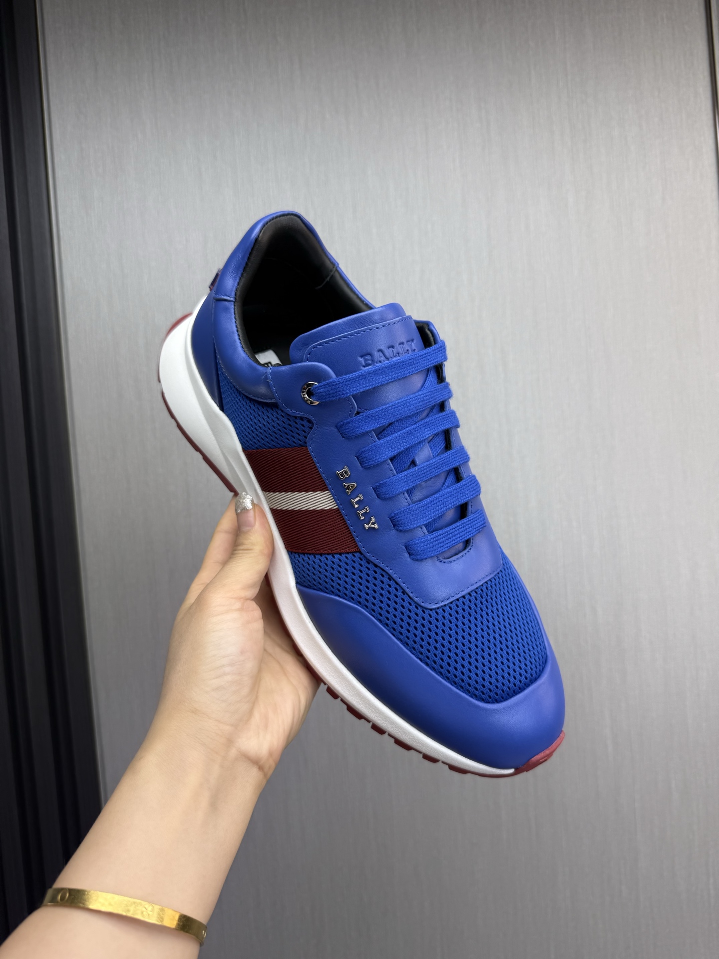 Bally Men's Blue Leather and Mesh Sneakers with Rubber Sole - Size 39-44 9 i1746472229822 5273 0 2