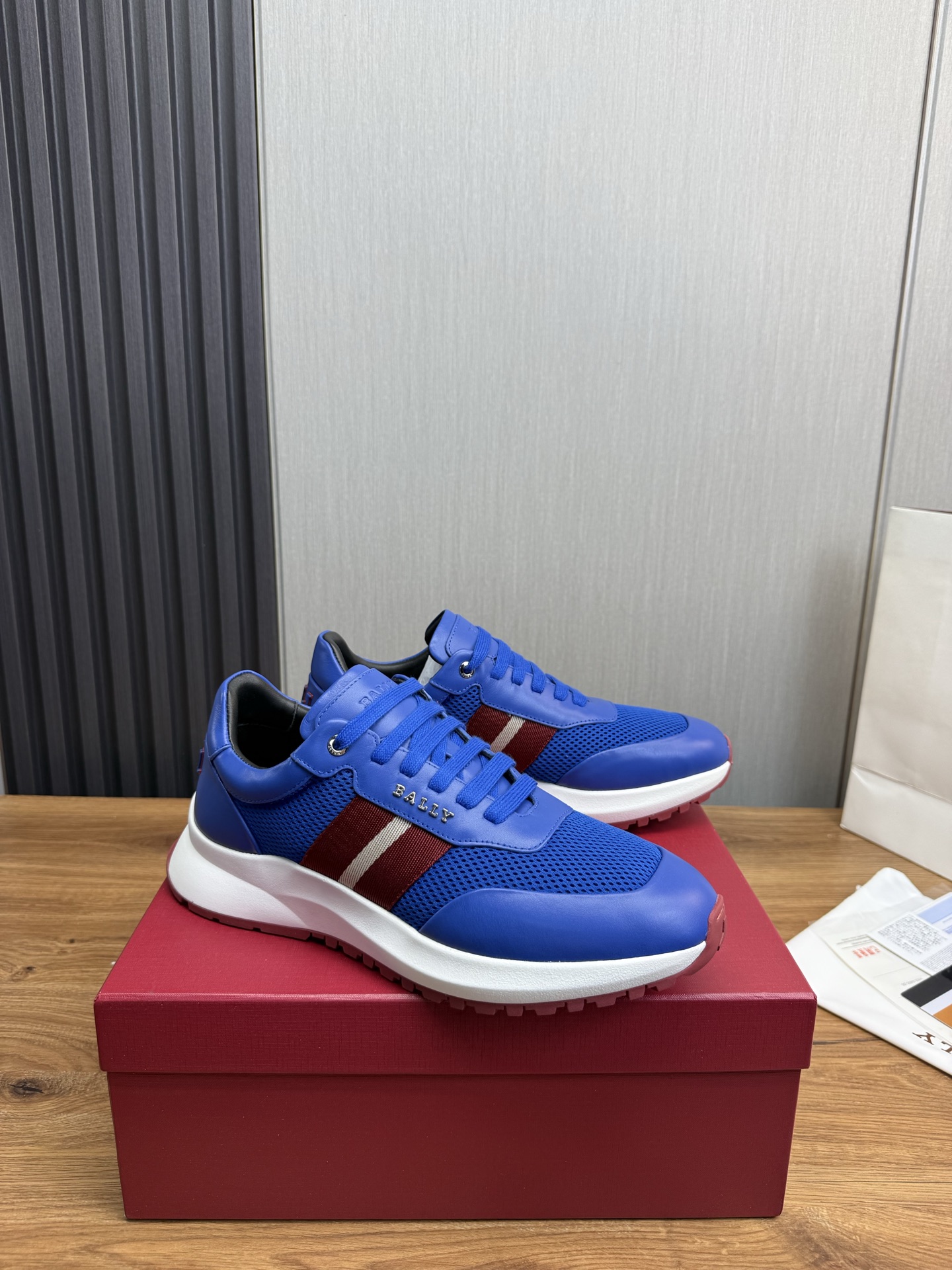 Bally Men's Blue Leather and Mesh Sneakers with Rubber Sole - Size 39-44 4 i1746472231975 9298 0 6