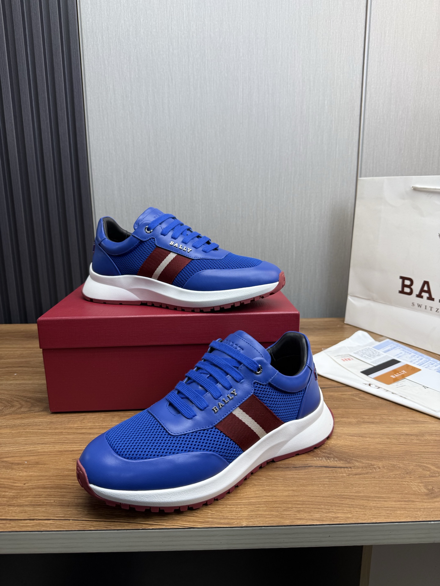 Bally Men's Blue Leather and Mesh Sneakers with Rubber Sole - Size 39-44 5 i1746472240229 4611 0 8