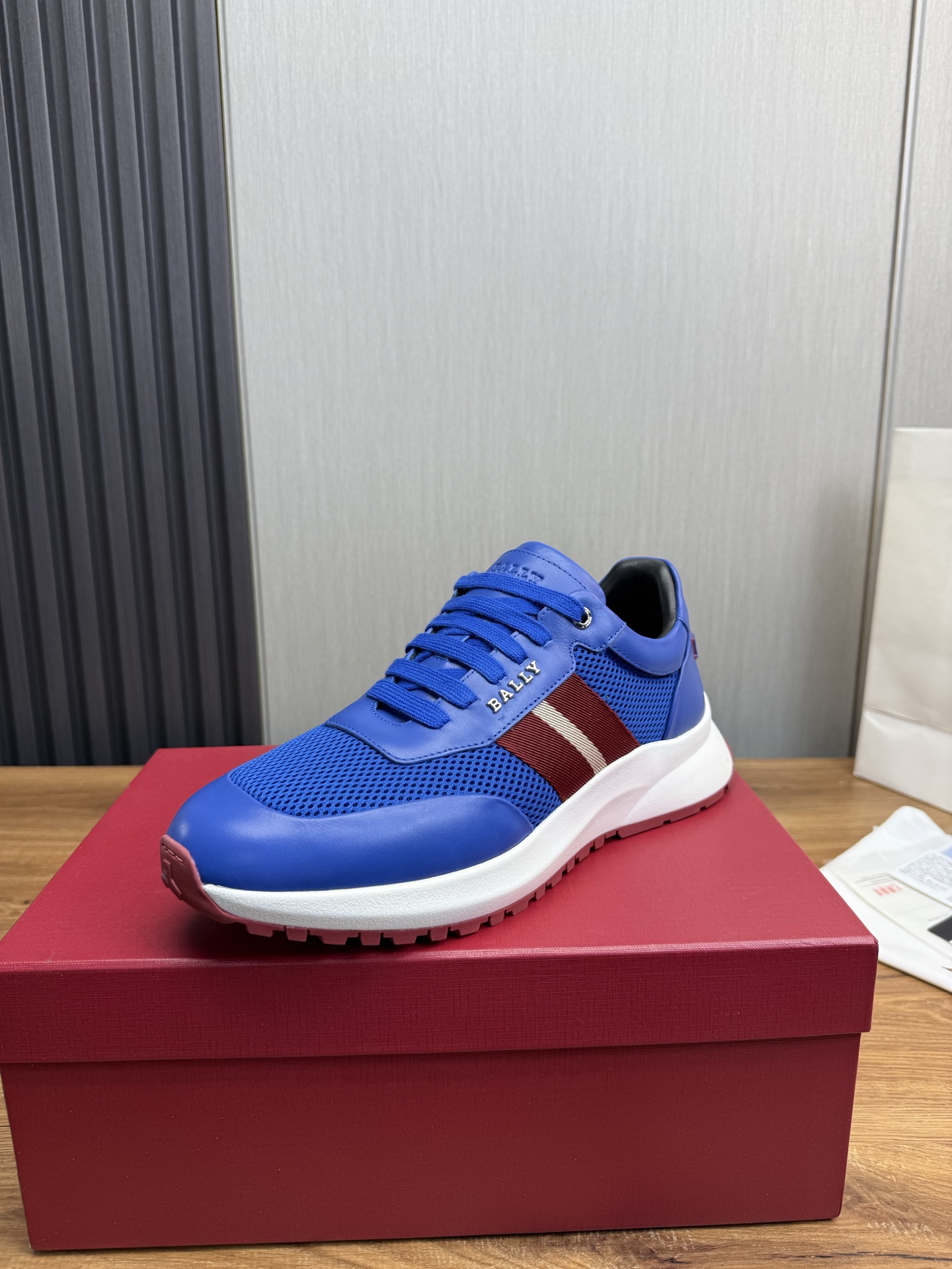 Bally Men's Blue Leather and Mesh Sneakers with Rubber Sole - Size 39-44 2 i1746472245461 4453 0 0