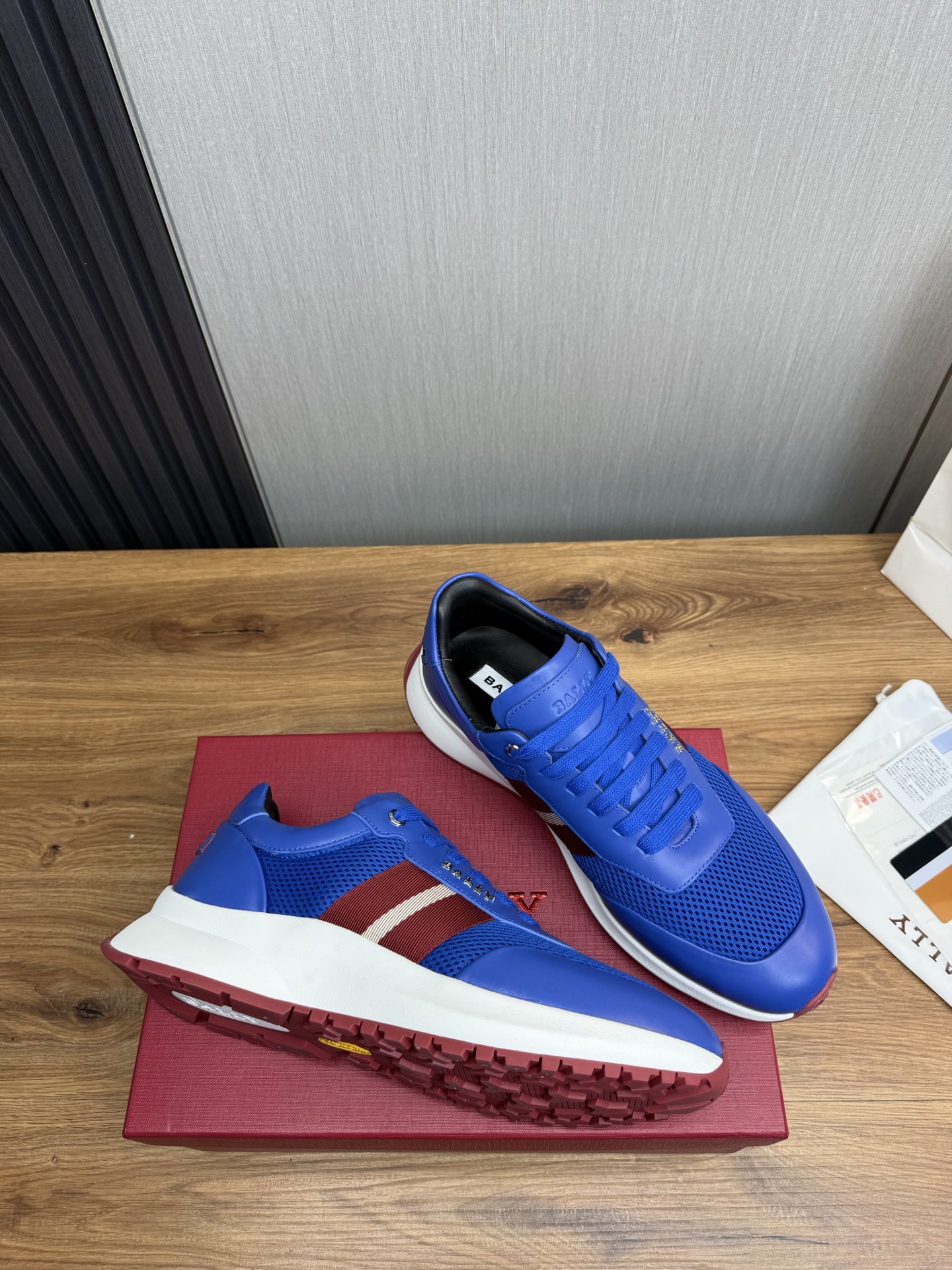 Bally Men's Blue Leather and Mesh Sneakers with Rubber Sole - Size 39-44 7 i1746472247618 5736 0 5