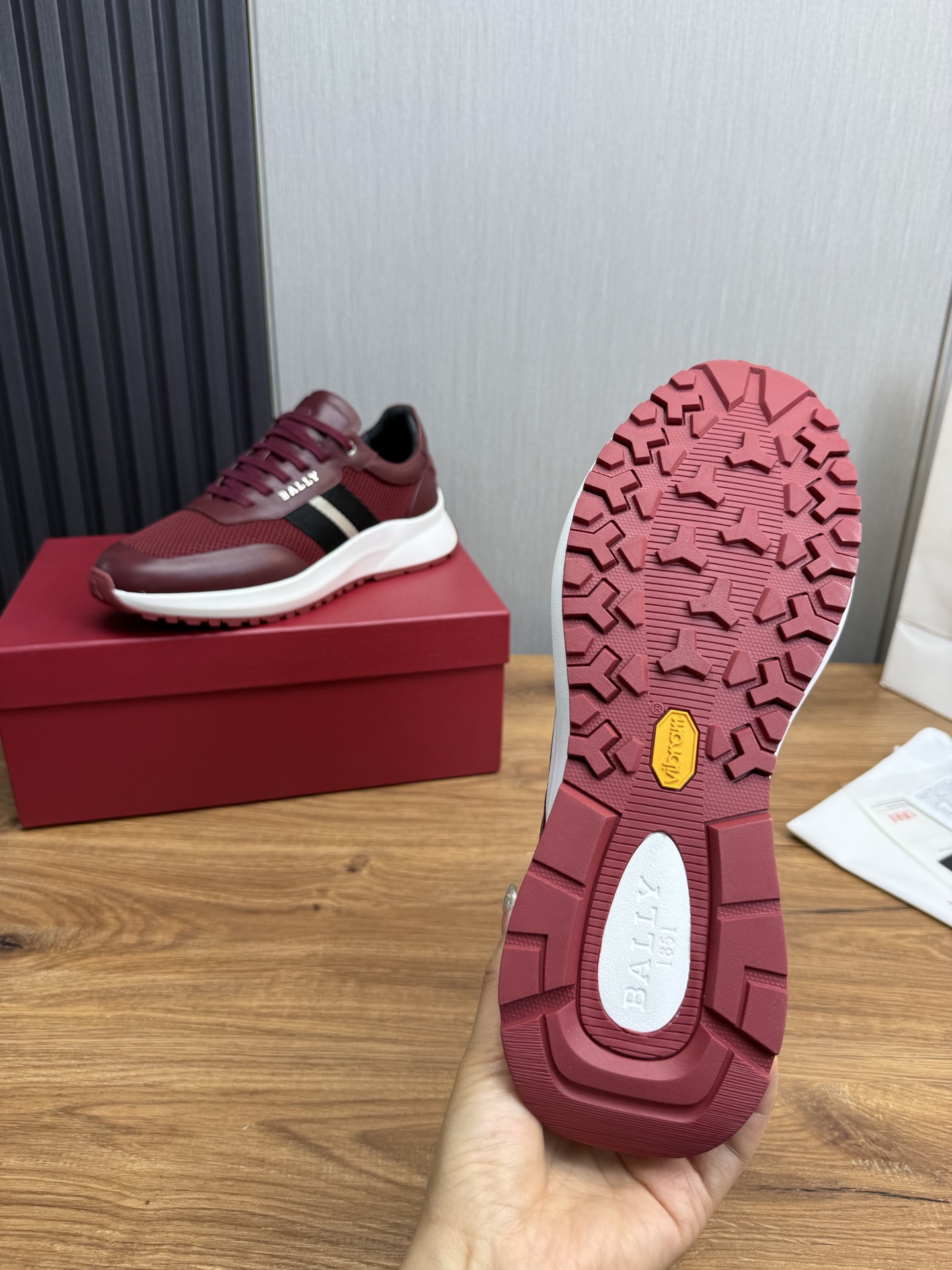 Bally Men's Burgundy Leather & Mesh Lace-Up Sneakers - Size 39-44 11 i1746472294251 3016 0 10