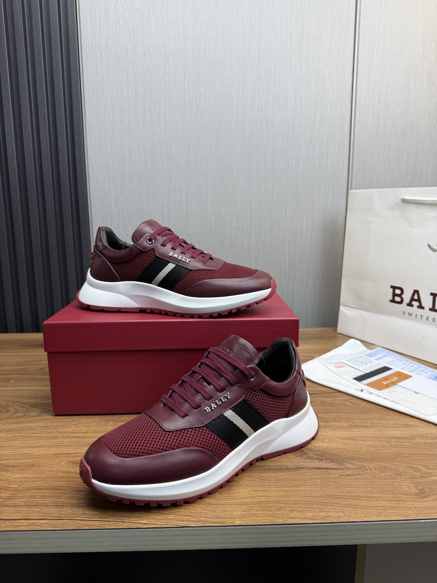 Bally Men's Burgundy Leather & Mesh Lace-Up Sneakers - Size 39-44 5 i1746472294265 2409 0 7