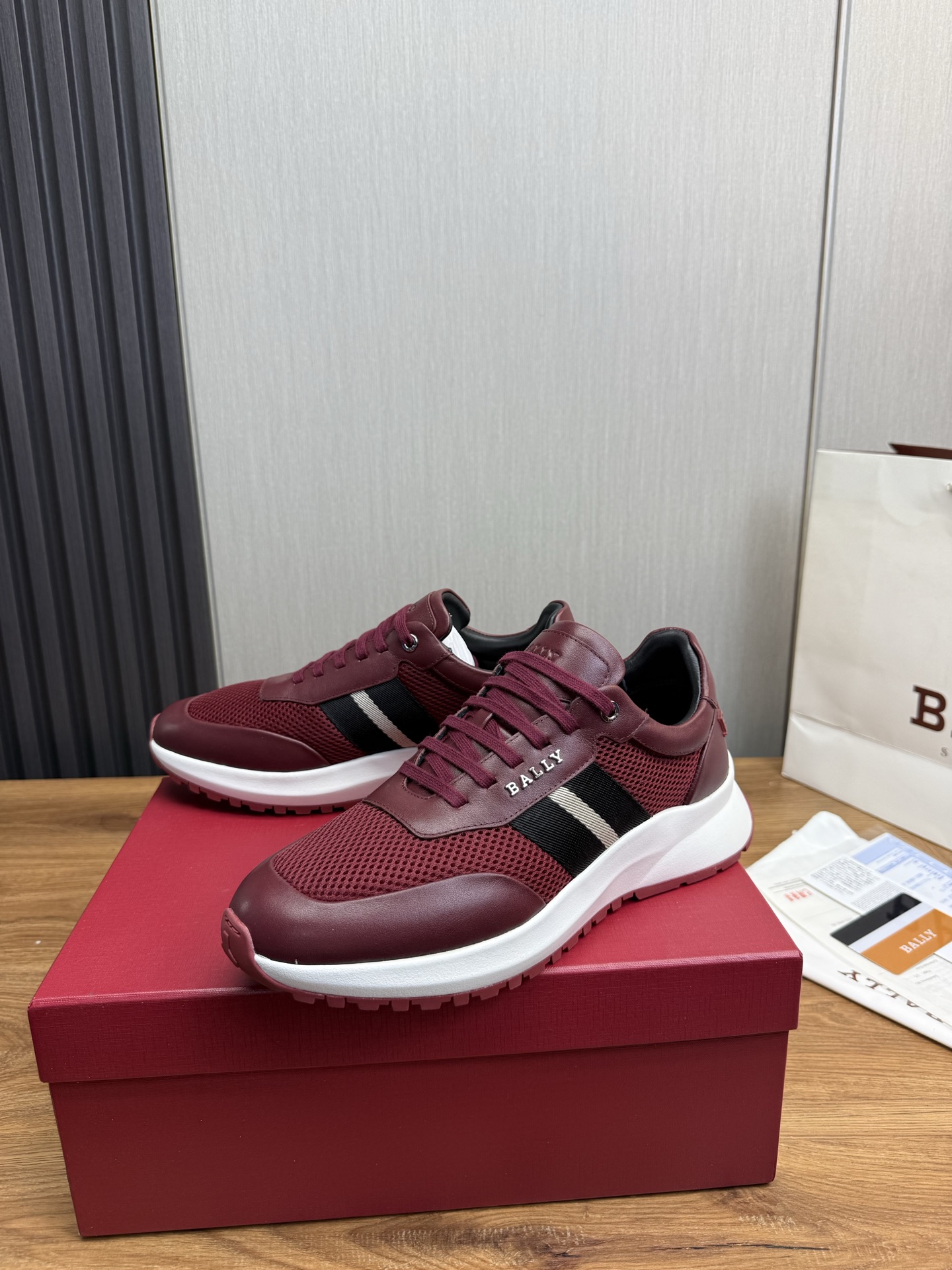 Bally Men's Burgundy Leather & Mesh Lace-Up Sneakers - Size 39-44 4 i1746472294353 4636 0 3