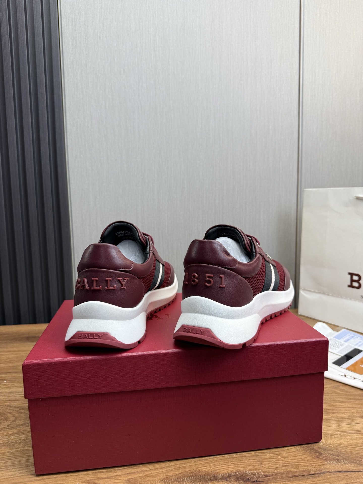 Bally Men's Burgundy Leather & Mesh Lace-Up Sneakers - Size 39-44 6 i1746472294388 4782 0 6