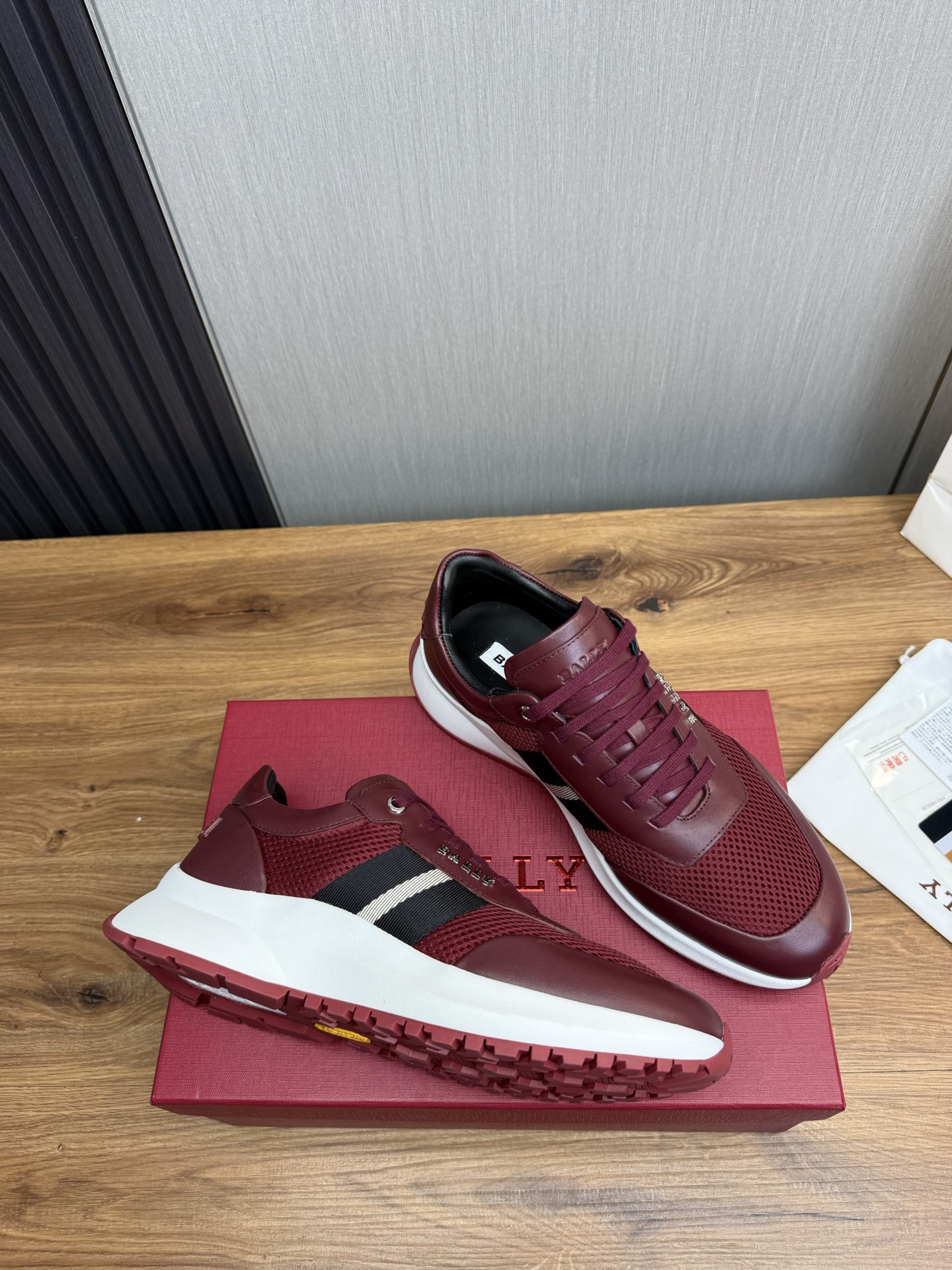 Bally Men's Burgundy Leather & Mesh Lace-Up Sneakers - Size 39-44 7 i1746472294424 5022 0 4