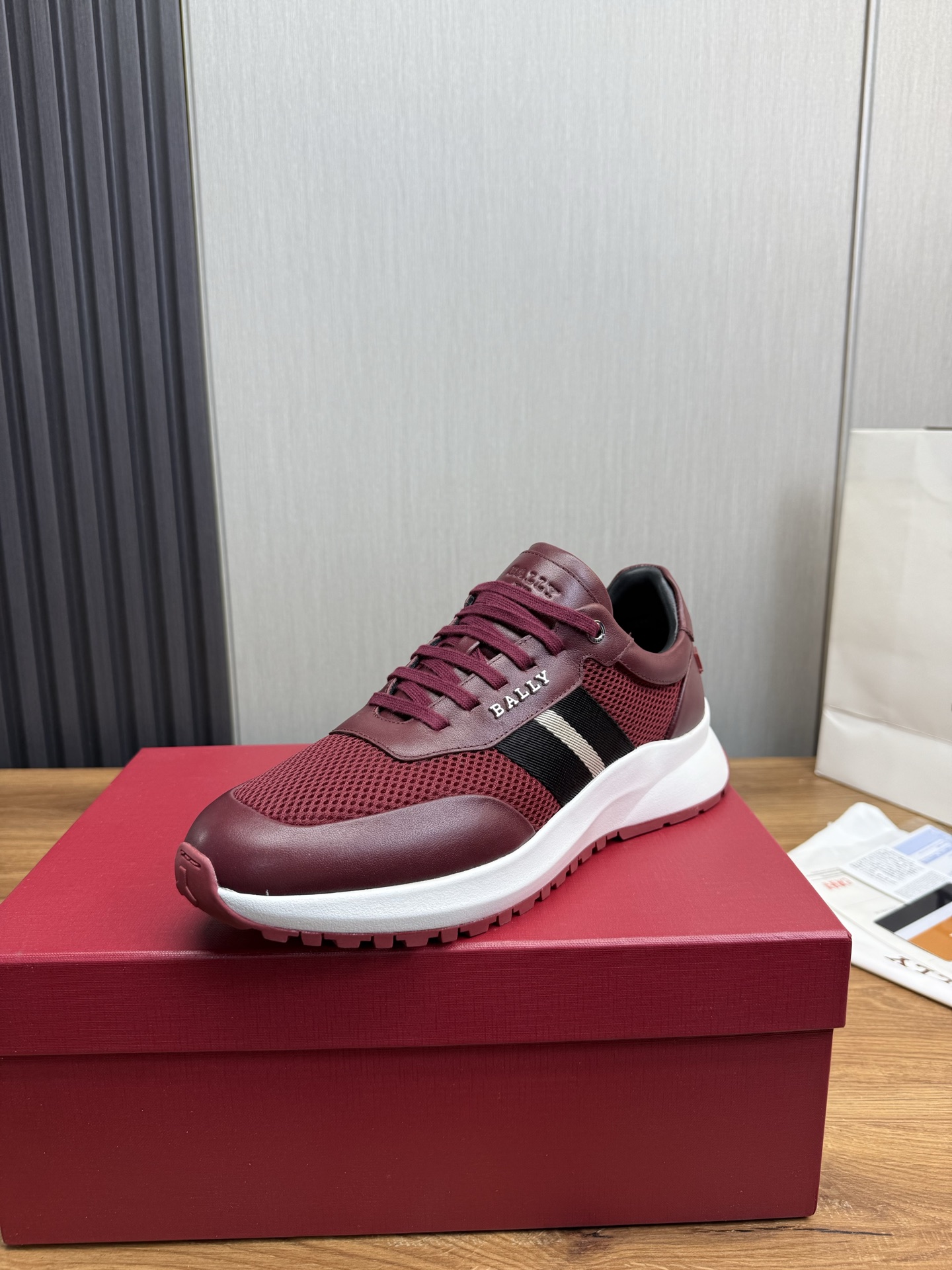 Bally Men's Burgundy Leather & Mesh Lace-Up Sneakers - Size 39-44 1 Bally Men's Burgundy Leather & Mesh Lace-Up Sneakers - Size 39-44
