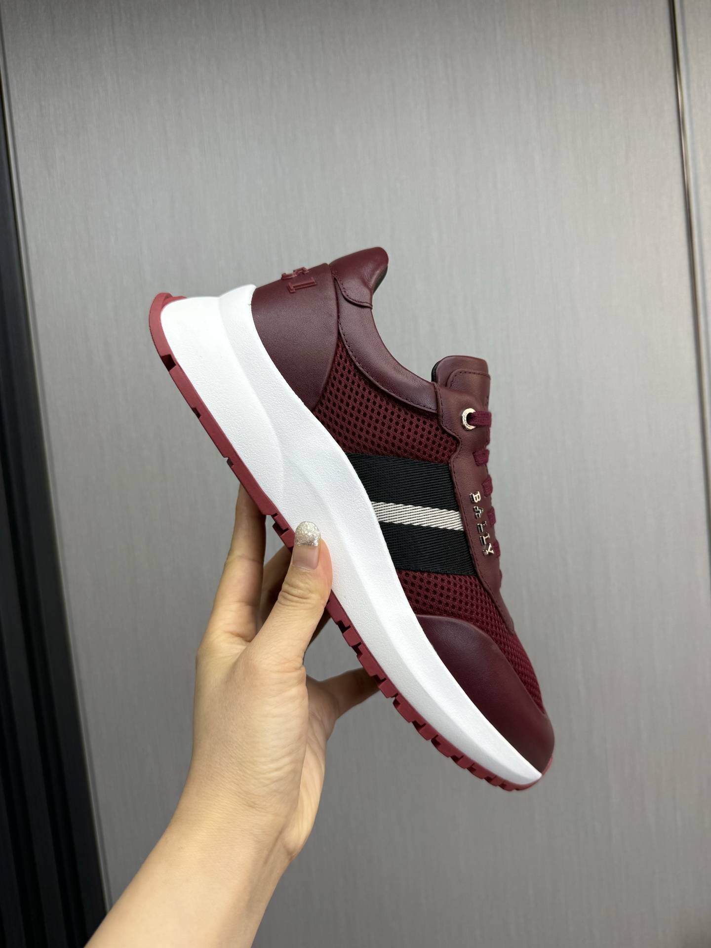 Bally Men's Burgundy Leather & Mesh Lace-Up Sneakers - Size 39-44 8 i1746472295988 6362 0 1