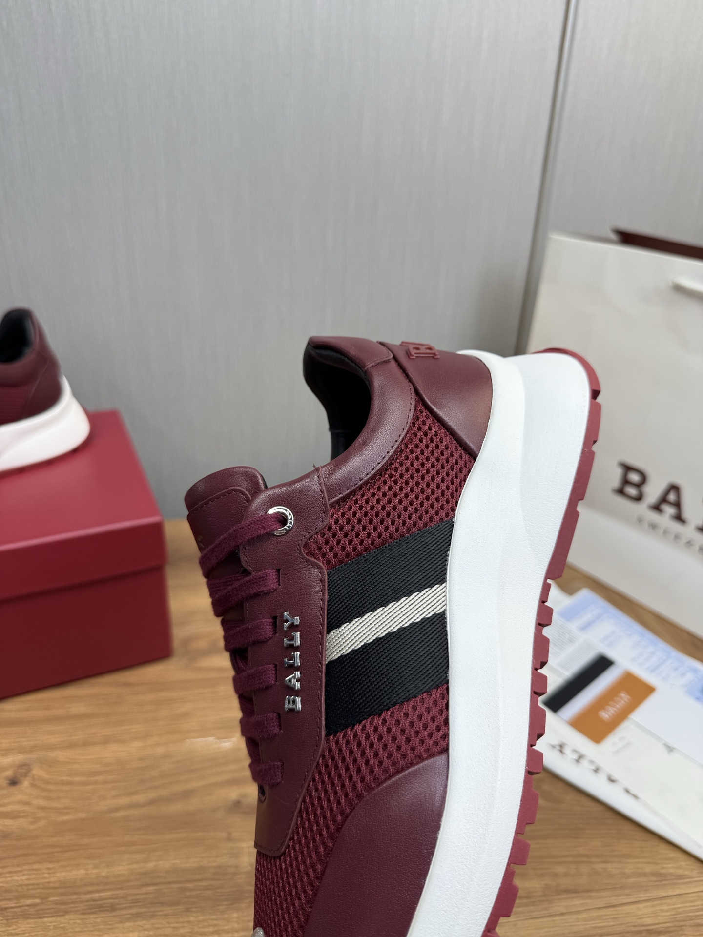 Bally Men's Burgundy Leather & Mesh Lace-Up Sneakers - Size 39-44 9 i1746472297009 1390 0 8