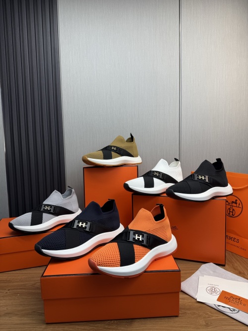 Hermes Men's Leather and Mesh Slip-On Sneakers Comfortable Casual Shoes 1 Hermes Men's Leather and Mesh Slip-On Sneakers Comfortable Casual Shoes