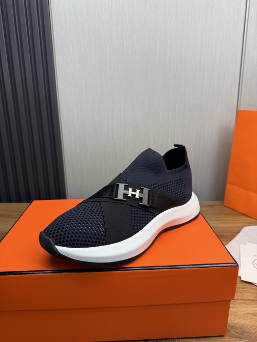Hermès Men's Swift Knit Sneakers with Leather Strap and Lightweight Sole 1 Hermès Men's Swift Knit Sneakers with Leather Strap and Lightweight Sole